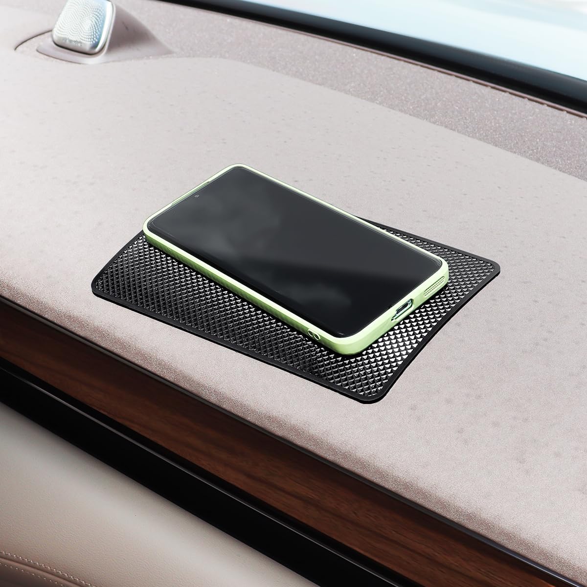 2 Pack Car Dashboard Anti-Slip Rubber Pad, Car Dashboard Non Slip Mat, Black Grid Anti Slip Sticky Pad for Cell Phone, Sunglasses, Keys Electronic Devices (7.5""x 4.7"")
