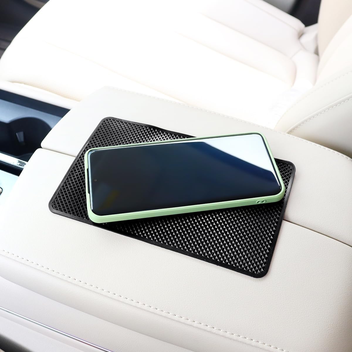 2 Pack Car Dashboard Anti-Slip Rubber Pad, Car Dashboard Non Slip Mat, Black Grid Anti Slip Sticky Pad for Cell Phone, Sunglasses, Keys Electronic Devices (7.5""x 4.7"")