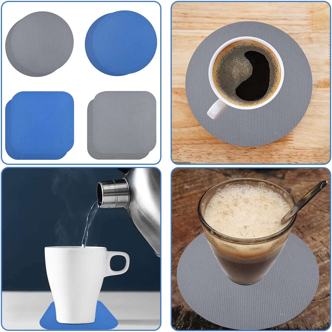 8 Pcs Reusable Jar Opener Gripper Pads Rubber Jar Opener Gripper Pads Multi-function Jar Opener for Elderly People with Arthritis and Weak hands (Blue, Gray)