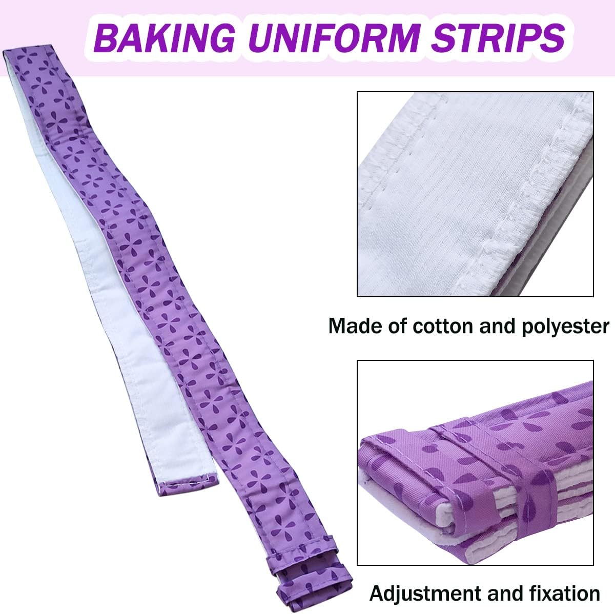 2 Piece Bake Even Cake Strips, Cake Pan Dampen Strips, Cake Pan Strips for Evenly Baked Cakes