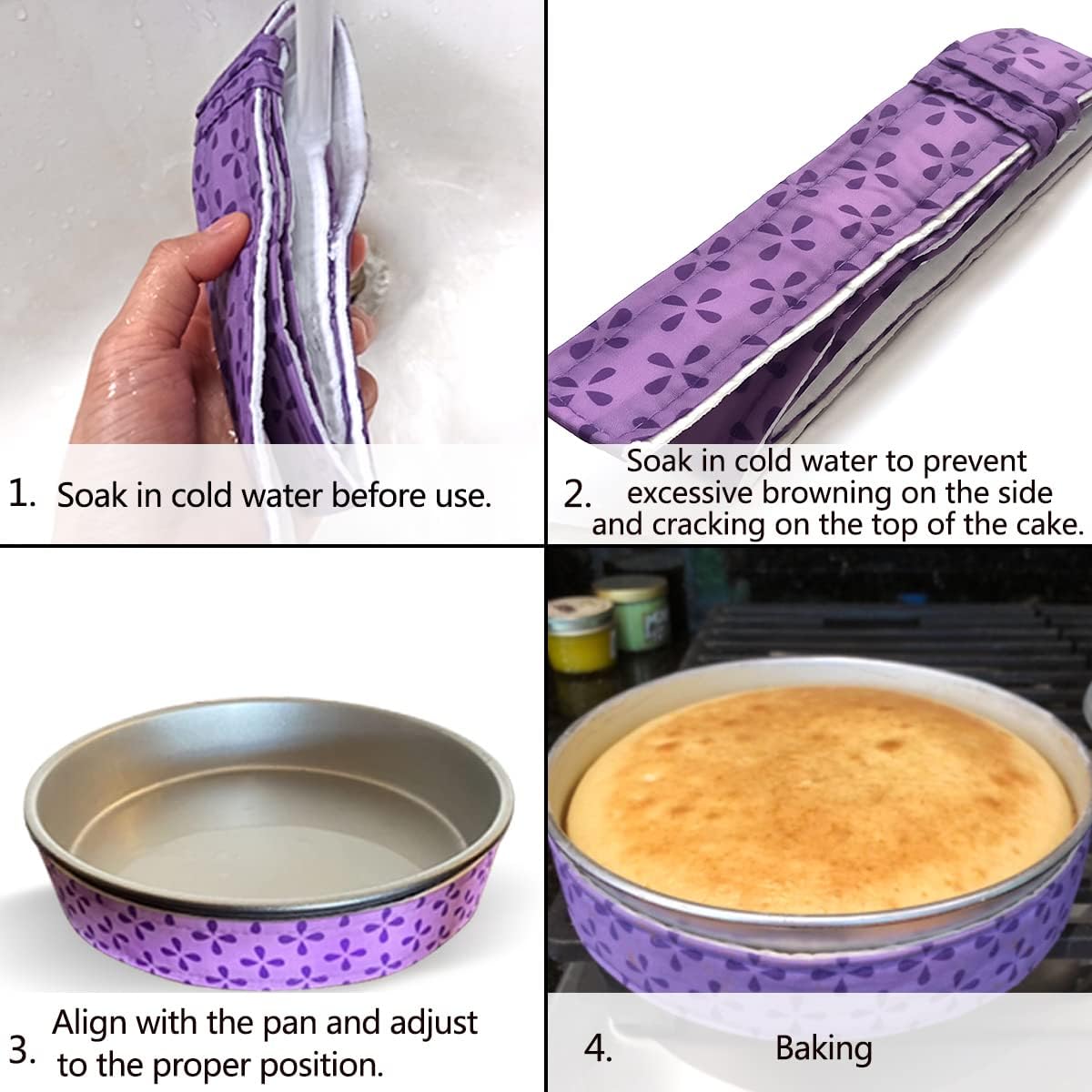 2 Piece Bake Even Cake Strips, Cake Pan Dampen Strips, Cake Pan Strips for Evenly Baked Cakes