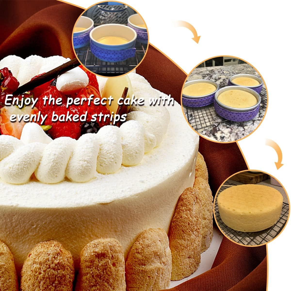 2 Piece Bake Even Cake Strips, Cake Pan Dampen Strips, Cake Pan Strips for Evenly Baked Cakes