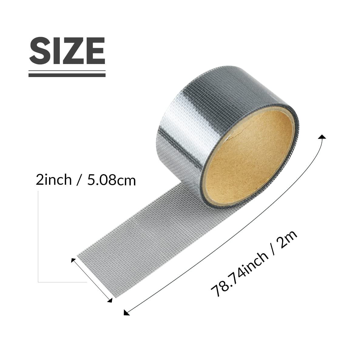 1 Pcs Grey Window Screen Repair Kit, Mesh Repair Tape Strong Adhesive Fiberglass Covering Mesh Tape Waterproof Screen Patch Repair for Door Window Tears Holes (2"×78")