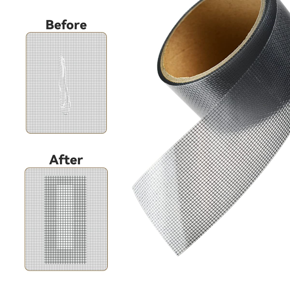1 Pcs Grey Window Screen Repair Kit, Mesh Repair Tape Strong Adhesive Fiberglass Covering Mesh Tape Waterproof Screen Patch Repair for Door Window Tears Holes (2"×78")
