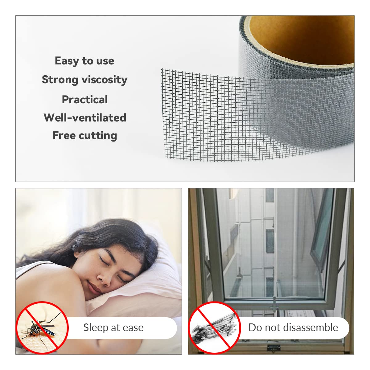 1 Pcs Grey Window Screen Repair Kit, Mesh Repair Tape Strong Adhesive Fiberglass Covering Mesh Tape Waterproof Screen Patch Repair for Door Window Tears Holes (2"×78")