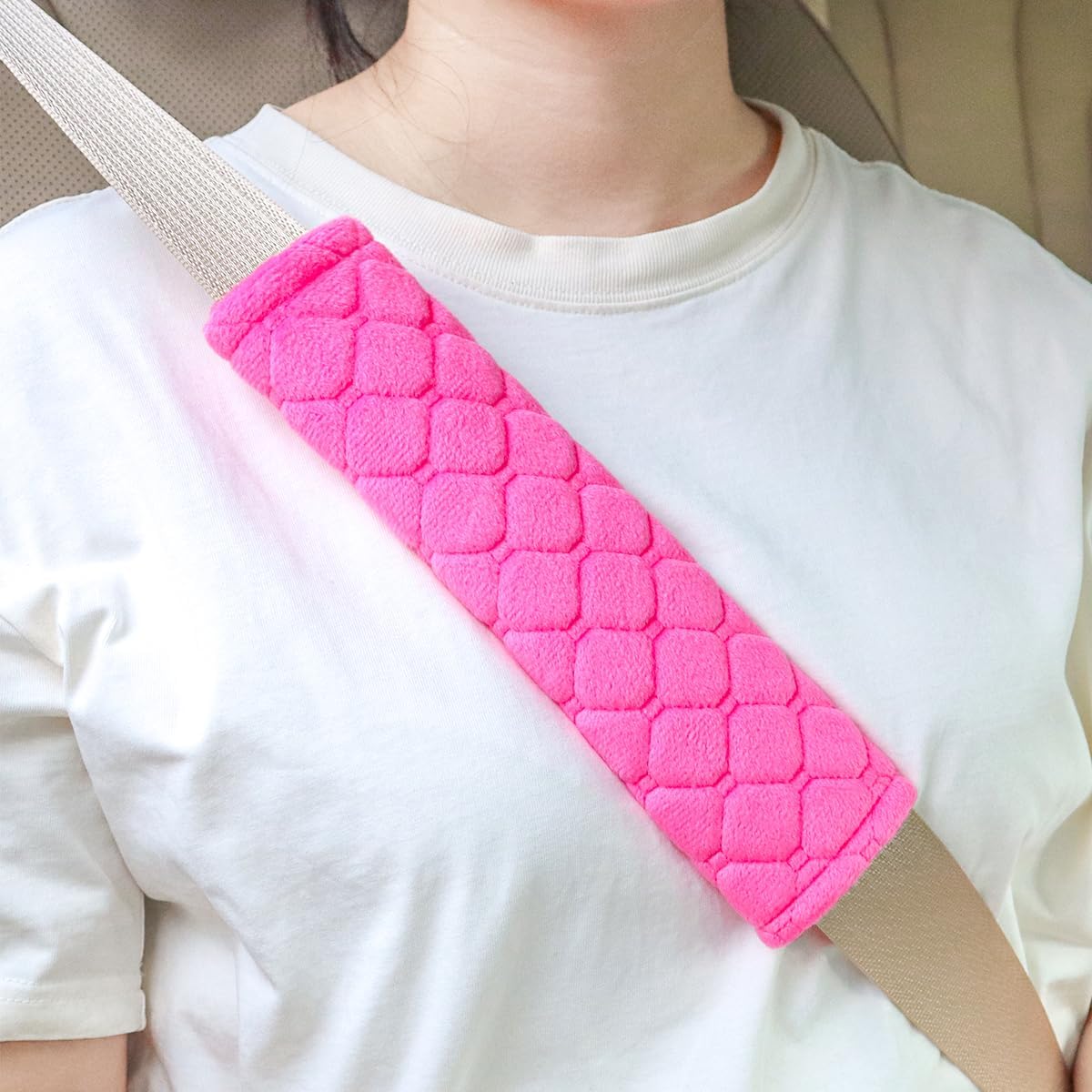 2 PCS Car Seat Straps Shoulder Pads Soft Auto Seat Belt Cover Universal Safety Strap Cover Helps Protect Your Neck and Shoulders from Seat Belt Friction (Rose Red)