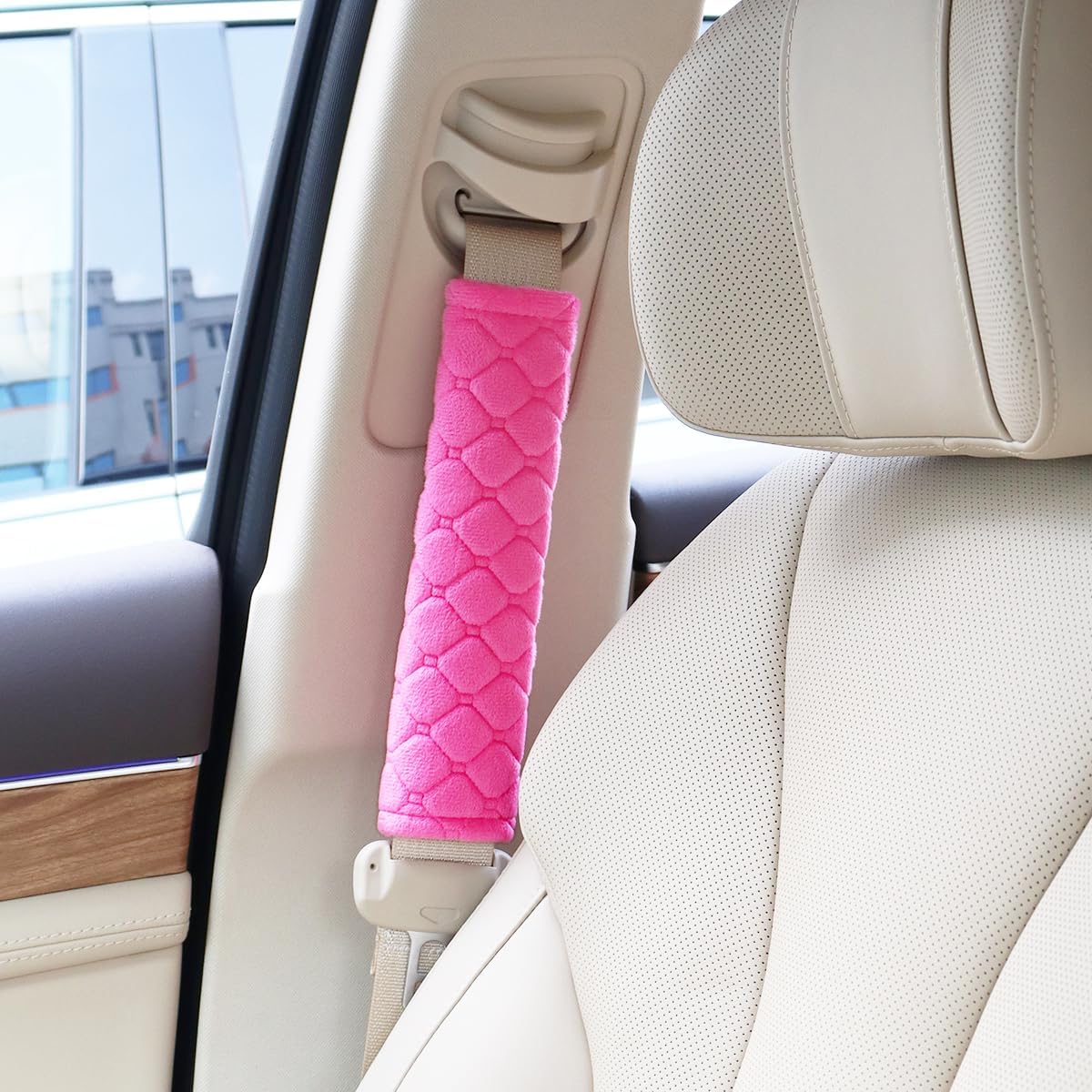 2 PCS Car Seat Straps Shoulder Pads Soft Auto Seat Belt Cover Universal Safety Strap Cover Helps Protect Your Neck and Shoulders from Seat Belt Friction (Rose Red)
