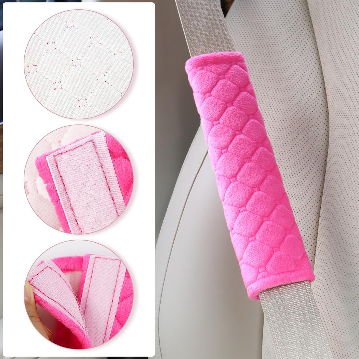 2 PCS Car Seat Straps Shoulder Pads Soft Auto Seat Belt Cover Universal Safety Strap Cover Helps Protect Your Neck and Shoulders from Seat Belt Friction (Rose Red)