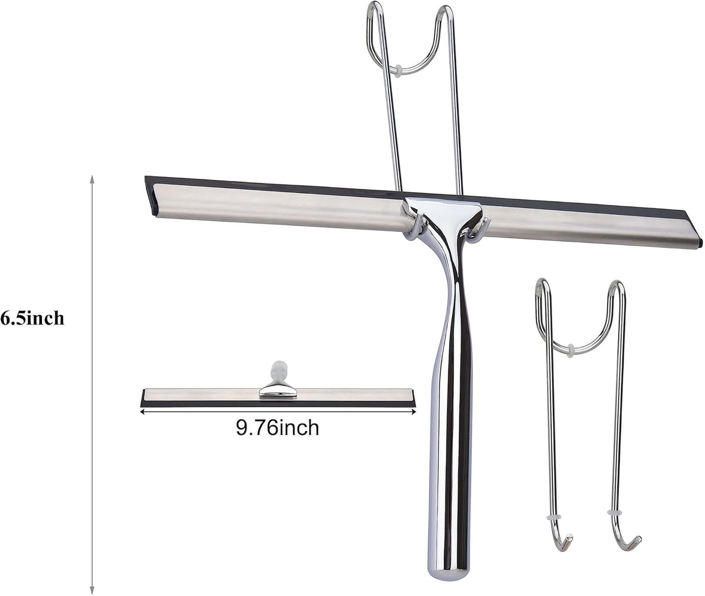 All Purpose Stainless Steel Squeegee for Glass Shower Doors, Car Window, Home Mirrors, Bathroom Shower Cleaner Wiper 10 inches
