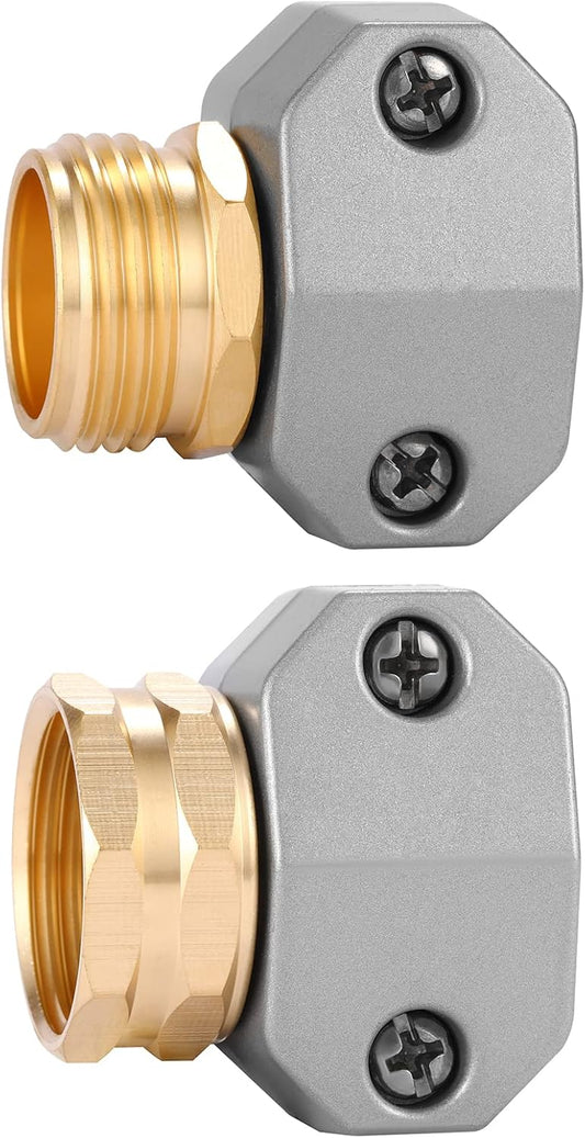 Zinc and Aluminum Male and Female Coupling, Fits All 5/8-Inch and 3/4-Inch Garden Hose Repair Fitting, 2 Pack(Female & Male)
