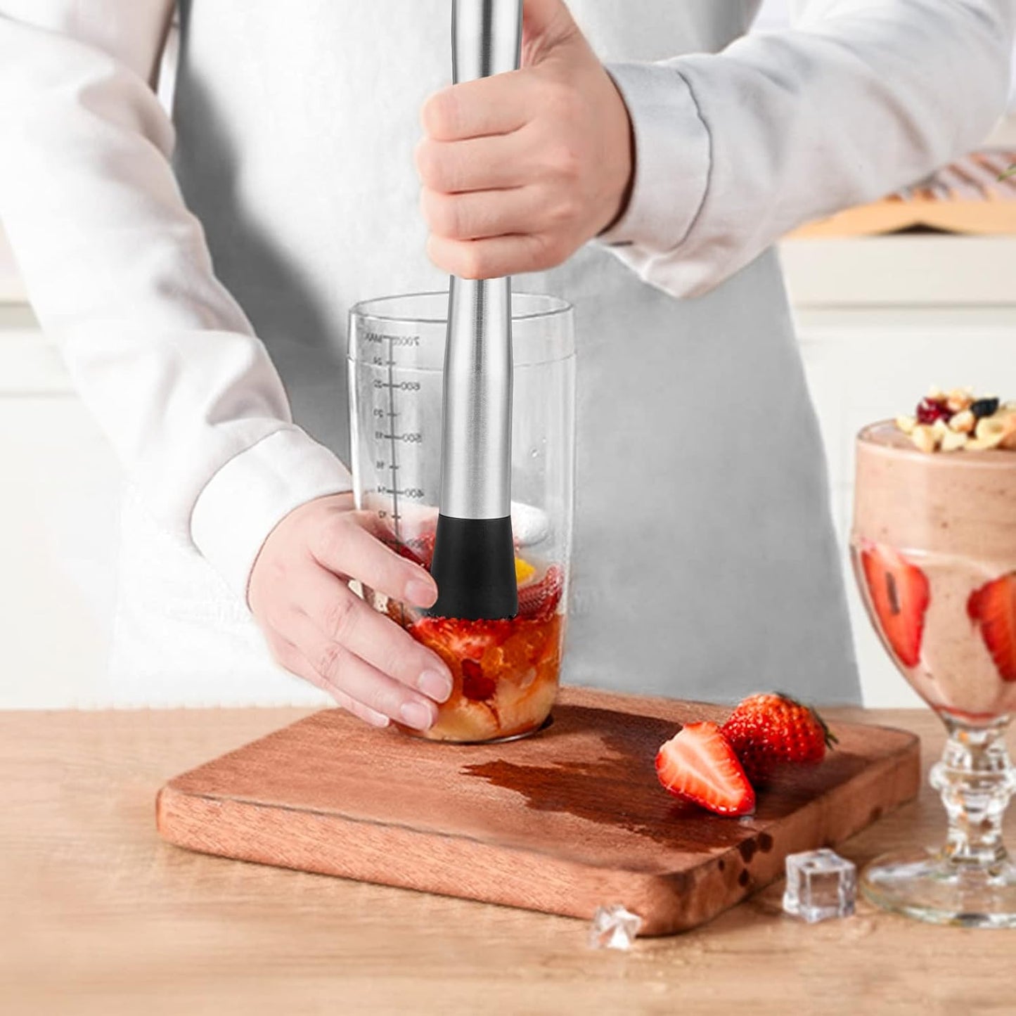 Muddler for Cocktails, 10" Muddler and Long Handle Bar Cocktail Mixing Spoon, Stainless Steel Stirrer, Bar Accessories Tools for Mojitos Fruit Drinks
