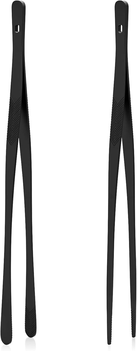 Kitchen Tongs for Cooking - 2PCS 12" Stainless Steel Cooking Tongs Tweezers, Metal Fine Kitchen Utensils with Precision Serrated Tips, Professional Chef Tweezers for Serving, BBQ, Pasta, Salad