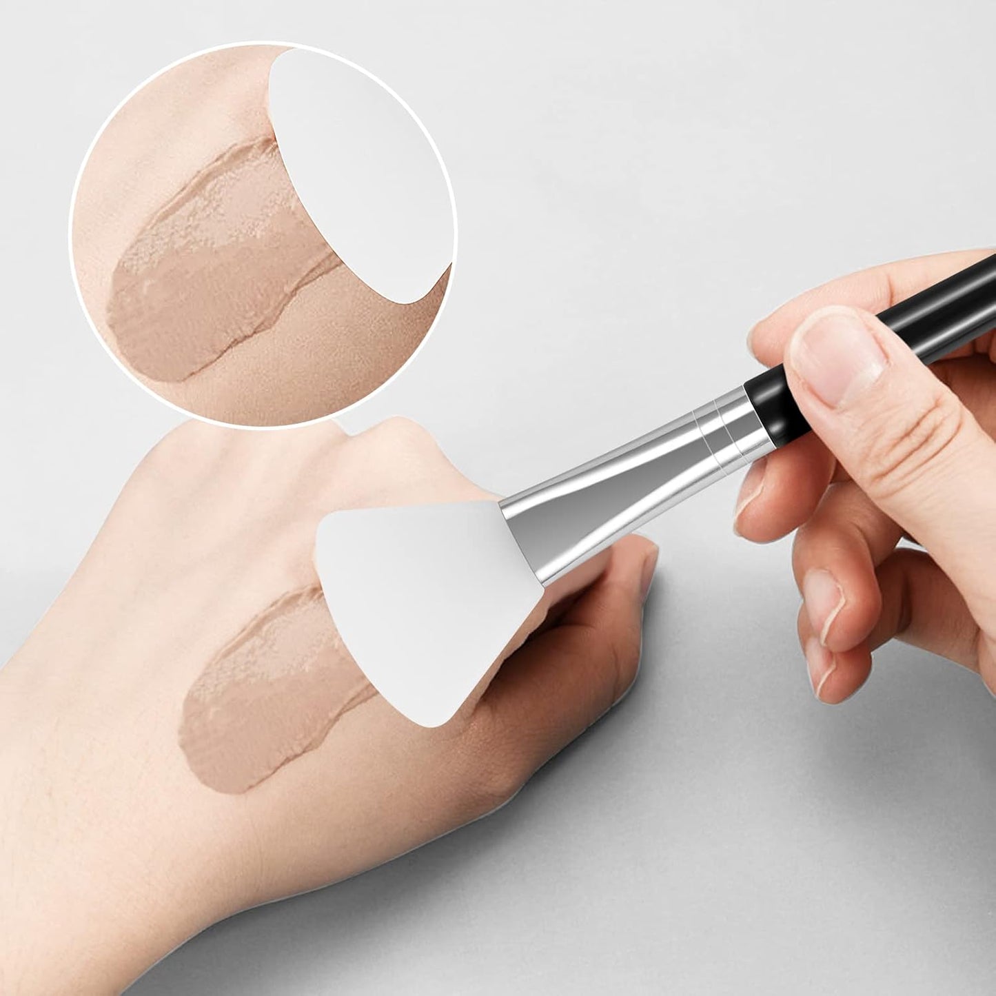 4PCS Silicone Face Mask Brush Applicator, Flexible Silicone Brush for Face for Mud, Clay, DIY Mask, Body Lotion, BB Cream (Black)