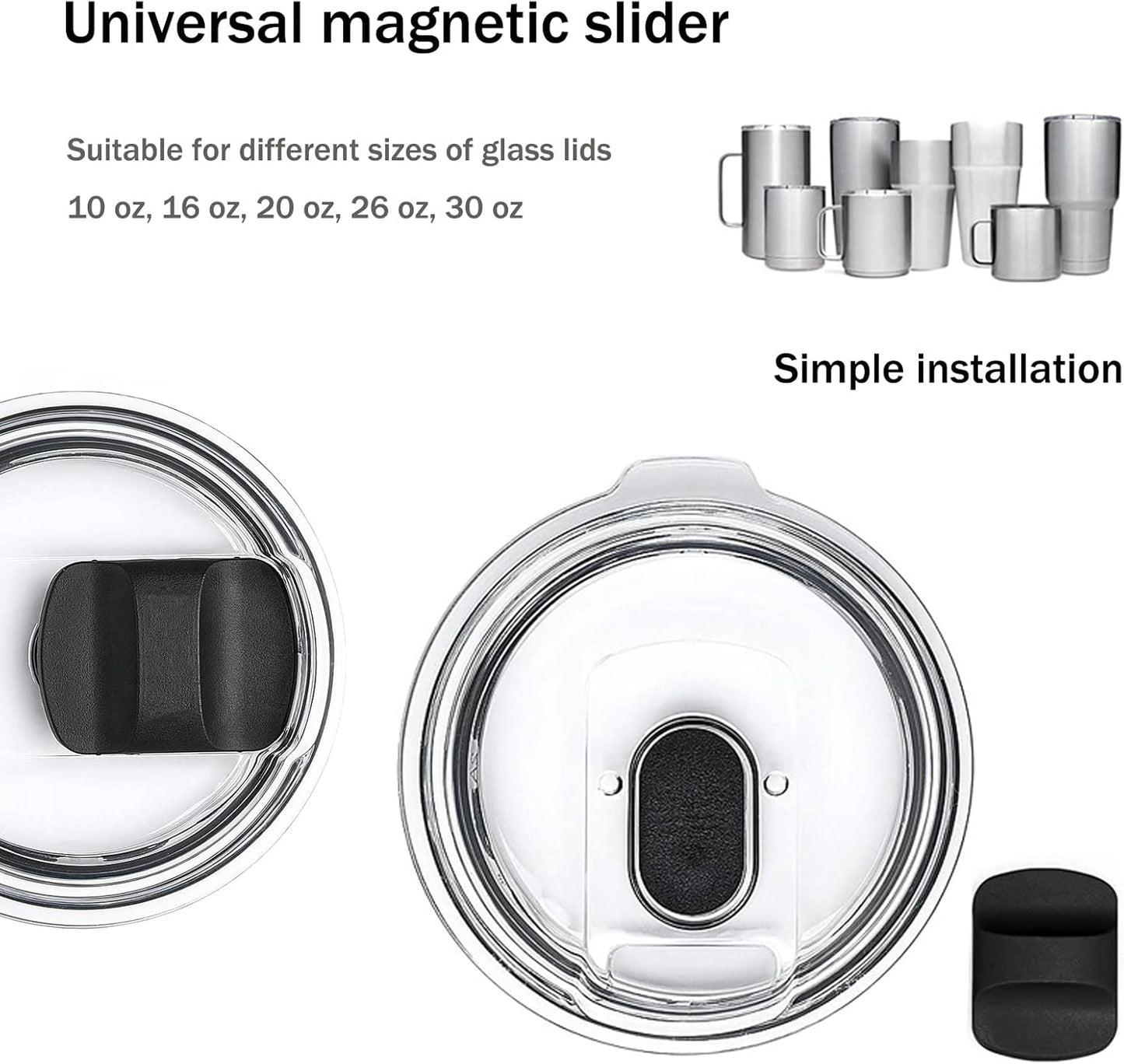 Magnetic Slide for YETI Lids Compatible with YETI Magnetic Lid 10oz, 16oz, 20oz, 26oz, 30oz (4 Pcs)
