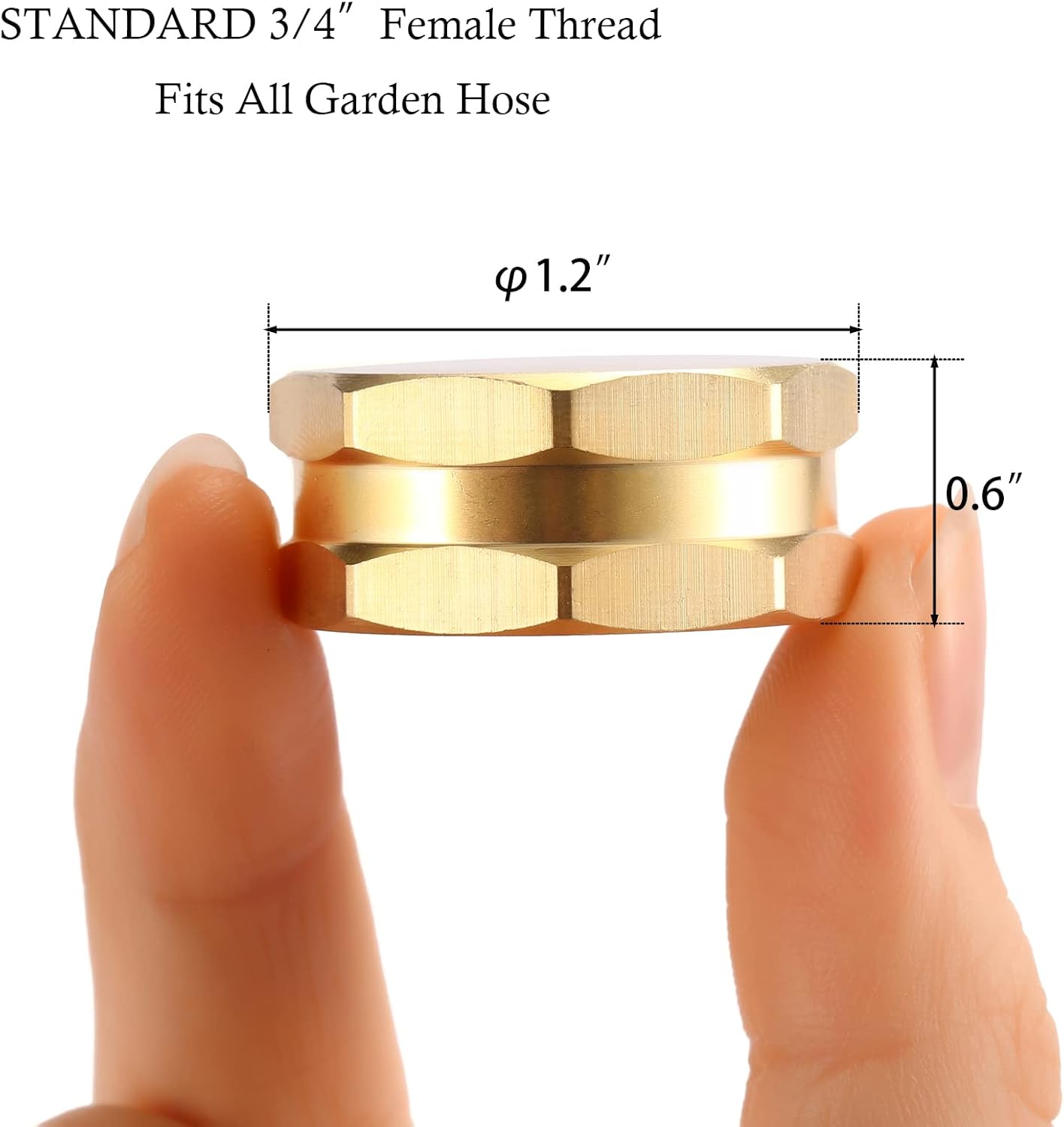 4 Pack Garden Hose End Caps with Washers, Brass Spigot Cap, 3/4" Female End Cap