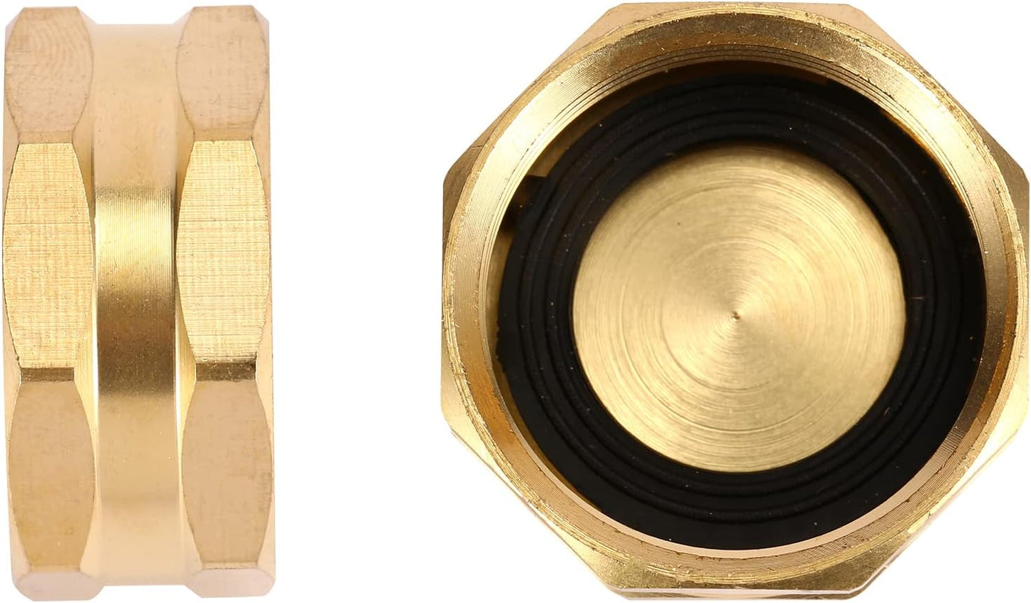 4 Pack Garden Hose End Caps with Washers, Brass Spigot Cap, 3/4" Female End Cap