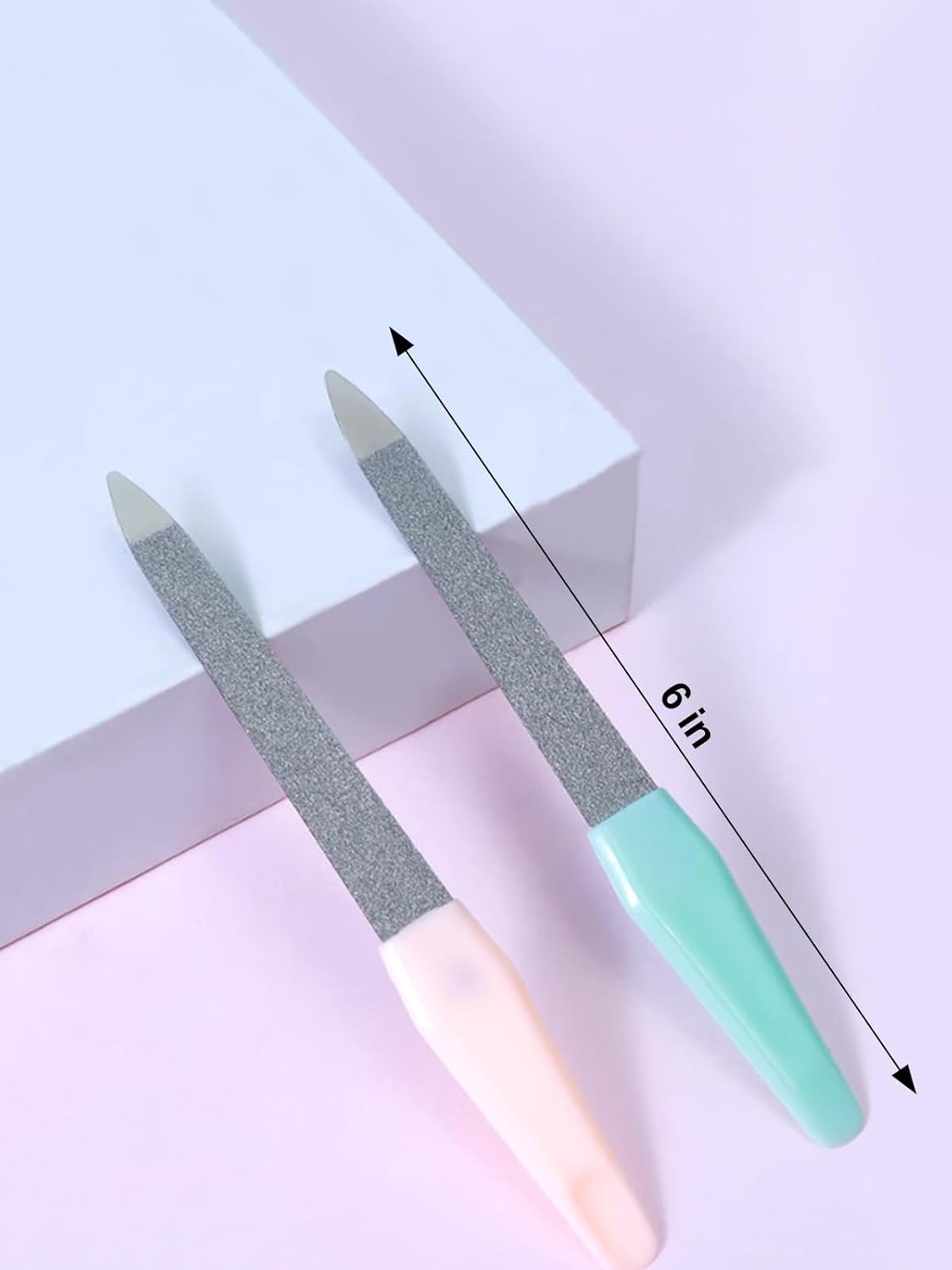 6PCS Metal Nail File, Upgraded Nail File and Cuticle Remover Cutter, Diamond Finger Nail Filers for Women Sapphire Grit
