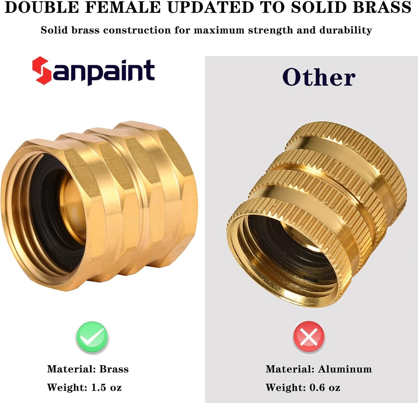 2 Pack Garden Hose Adapter,Brass Hose to Hose Swivel, 3/4-Inch Hose Connector with 4 Extra Washers(Female to Female), Double Female