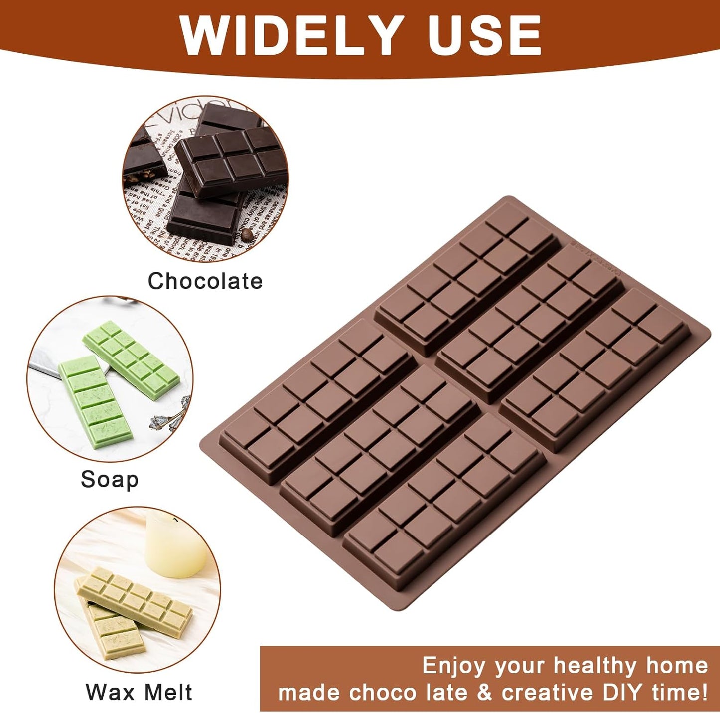 Chocolate Bar Mold,Non-Stick Chocolate Molds, 100% Food Grade Silicone Deep Mold for Dubai Pistachio Rod, Candy, Snacks, Knafeh Pistachio Rod and More(10 Snap)