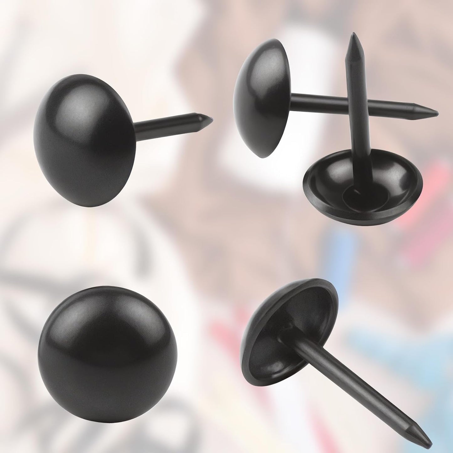 100Pcs Upholstery Tacks Black - 7x13mm Furniture Thumb Tacks - Metal Thumb Tack Round Head Pins Decorative Upholstery Nails for Cork Board DIY Projects Home Decor Upholstered Sofa Decorative Nails