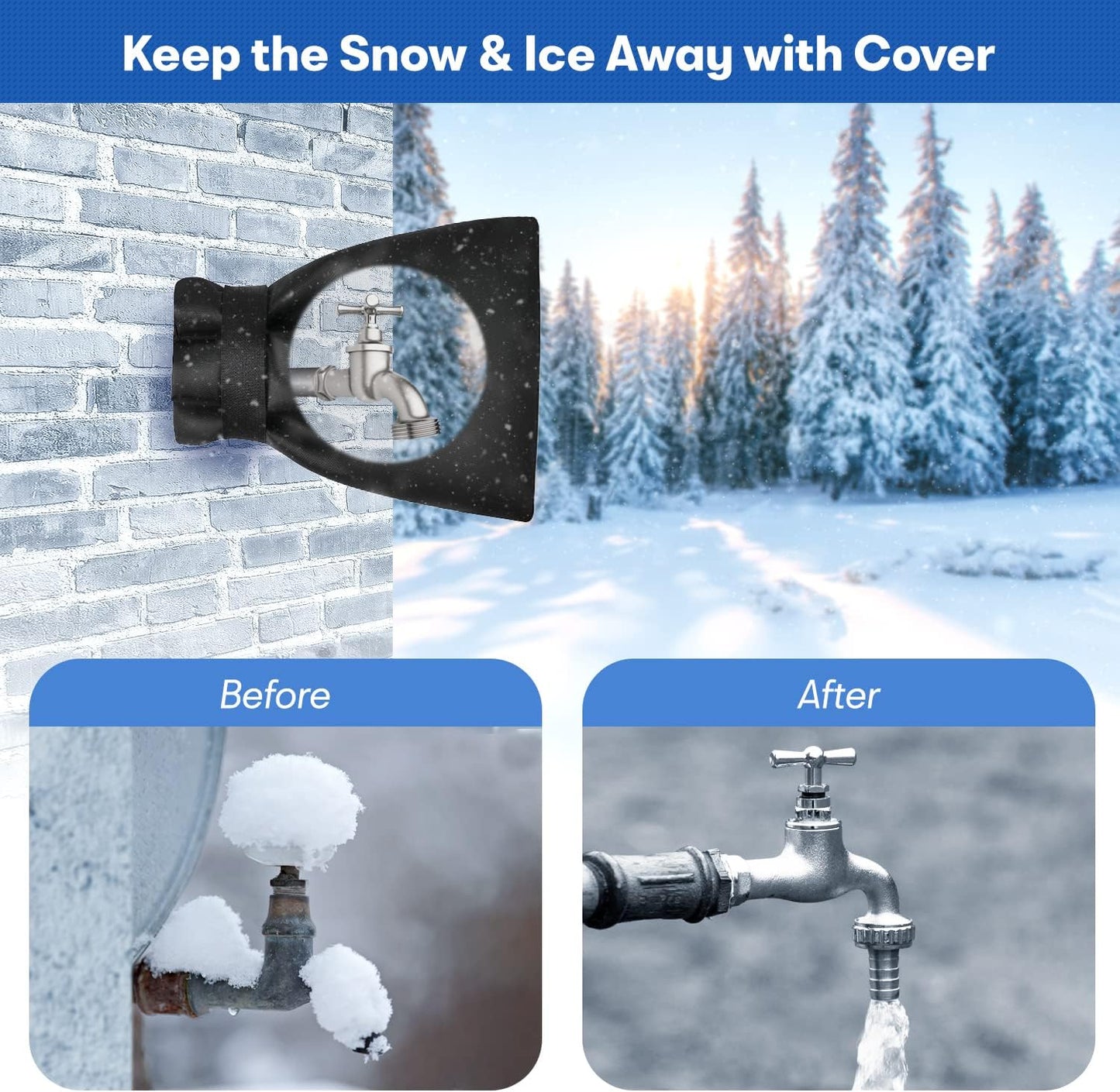 Outdoor Faucet Cover,Garden Faucet Socks for Winter Freeze Protection,7.09" W x 9.06" L, Waterproof Insulated Tap Cover, Water Sprinkler Valve Insulation Wrap and Hose Spigot Cover 2Pcs