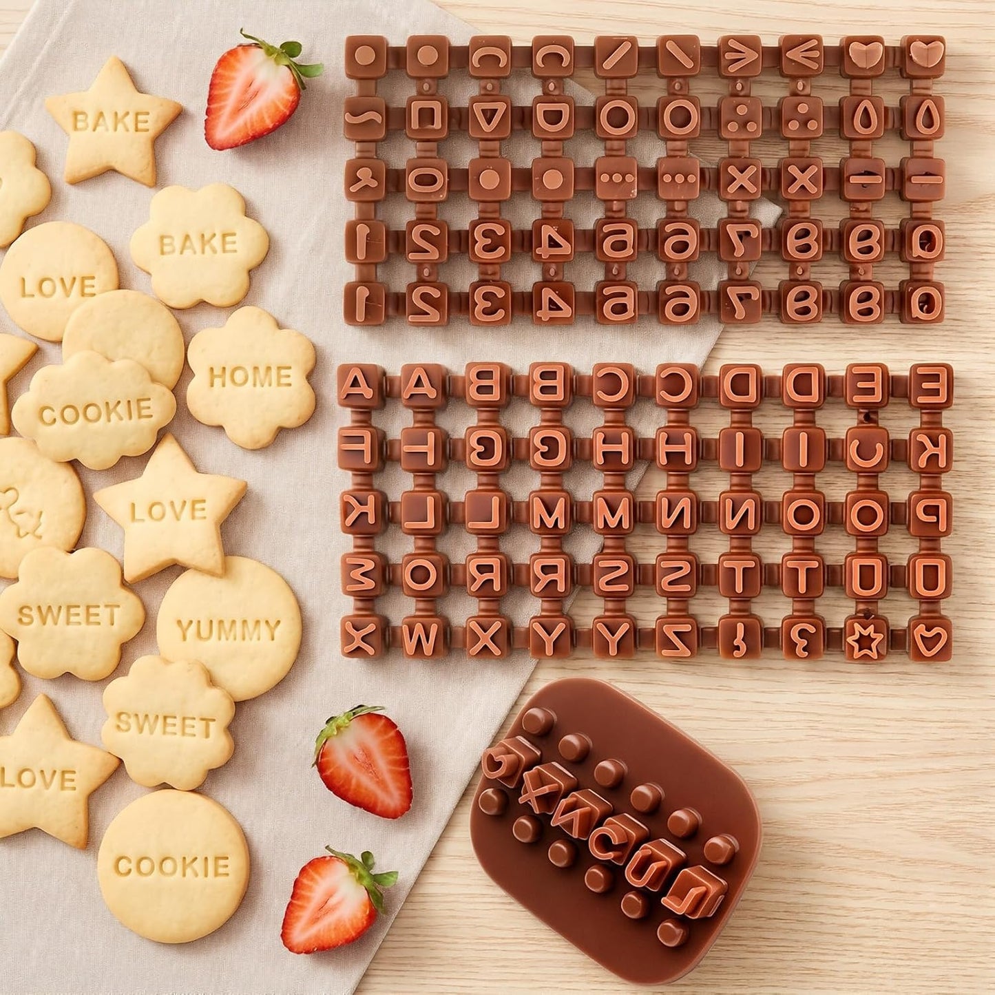 100Pcs Letter Stamps for Pottery Clay Polymer- 3 Styles Alphabet Number Symbols Stamps for Cookie Chocolate - for Cookie Stamp Letters, Baking, Cake Baking Embosser Molds, DIY Embossing,