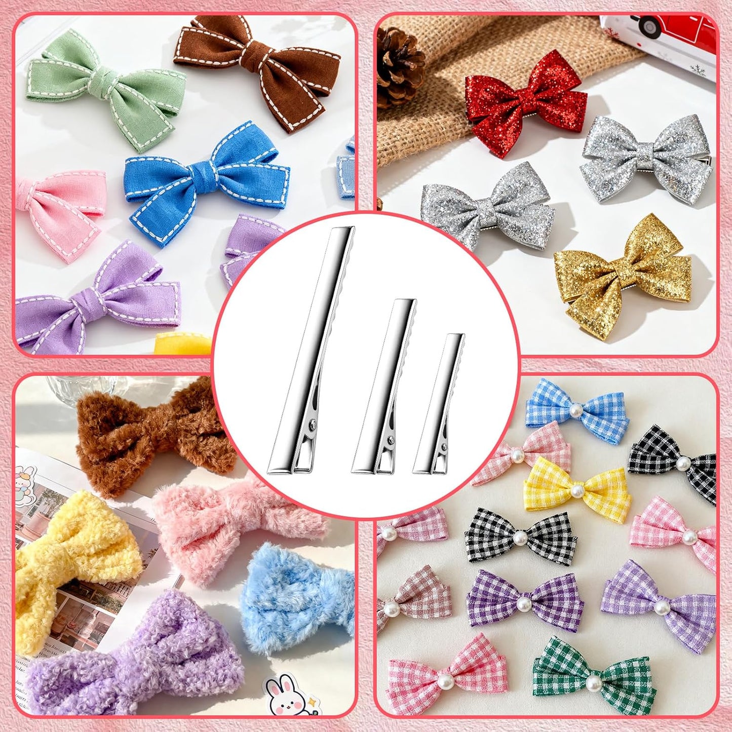 30-Pack Alligator Hair Clips - 3 Sizes (3" 2.2" 1.8") Large Metal Silver Hair Clips for Bow Making, Crafts, Salon Styling - Strong Hold Single Prong Hair Grip for Women & Girls Hairdresser