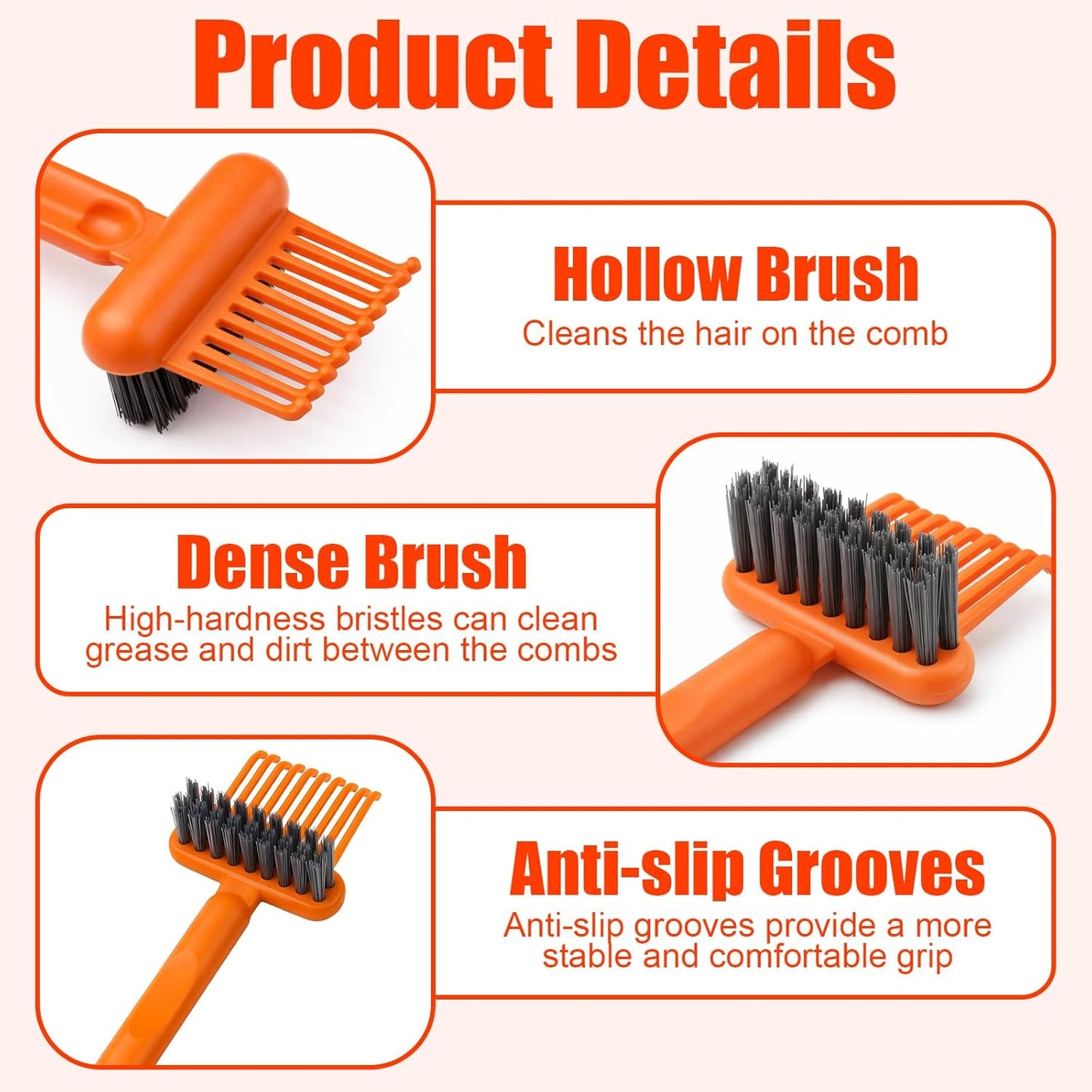1-Pack 2-in-1 Comb Cleaner with Pick and Bristles - Hair Brush Cleaners - Hairbrush Cleaner Remover Rake for Home Salon Travel Use - Effectively Clear Hair Dust Grease and Dirt on Combs