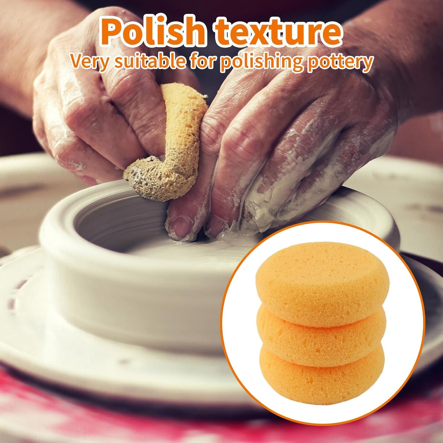 10-Pack Pottery Sponges - 3'' Round Painting Sponge - Soft Elasticity Clay Sponges - Artists Sponge for Face Painting Pottery Ceramics Art Crafts, Also Work as Water Absorption Cleaning Soap Sponge