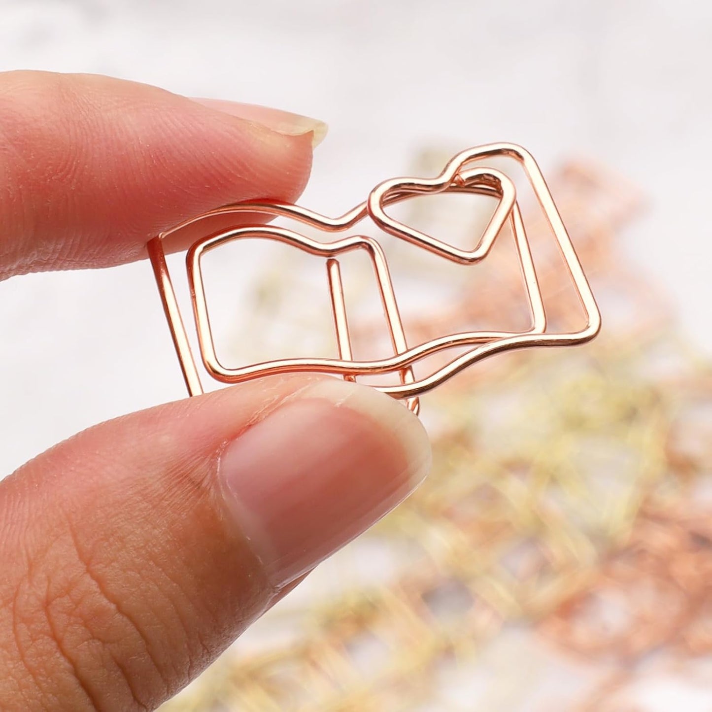 40-Pack Book-Shaped Paper Clips - Rose Gold & Gold Decorative Planner Clips Paperclips (1.18") for Office, School, Wedding, Journals - Cute Bookmark Clips for Gifts & Stationery Supplies