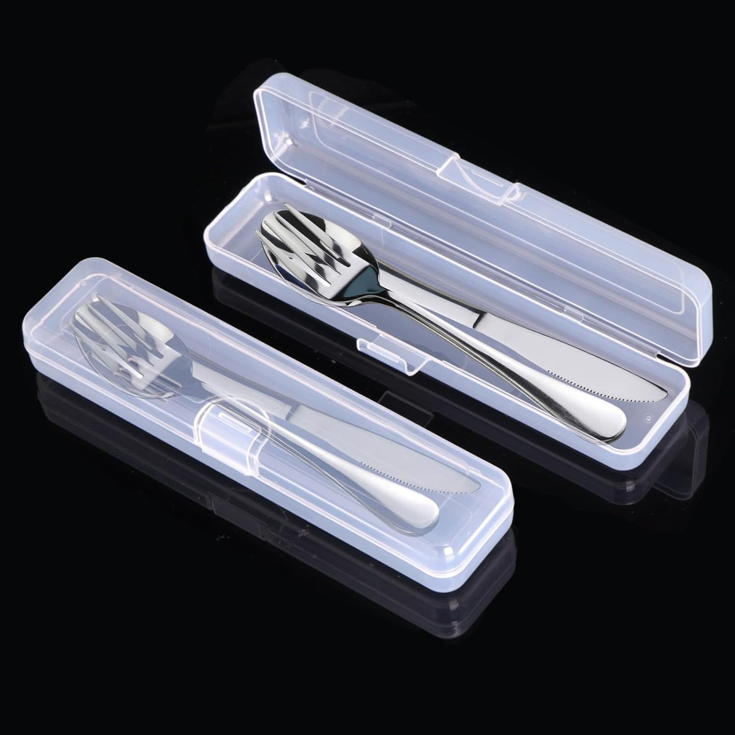 Travel Utensils With Case, Stainless Steel Reusable Portable Utensils Set With Case,  Travel Silverware Set