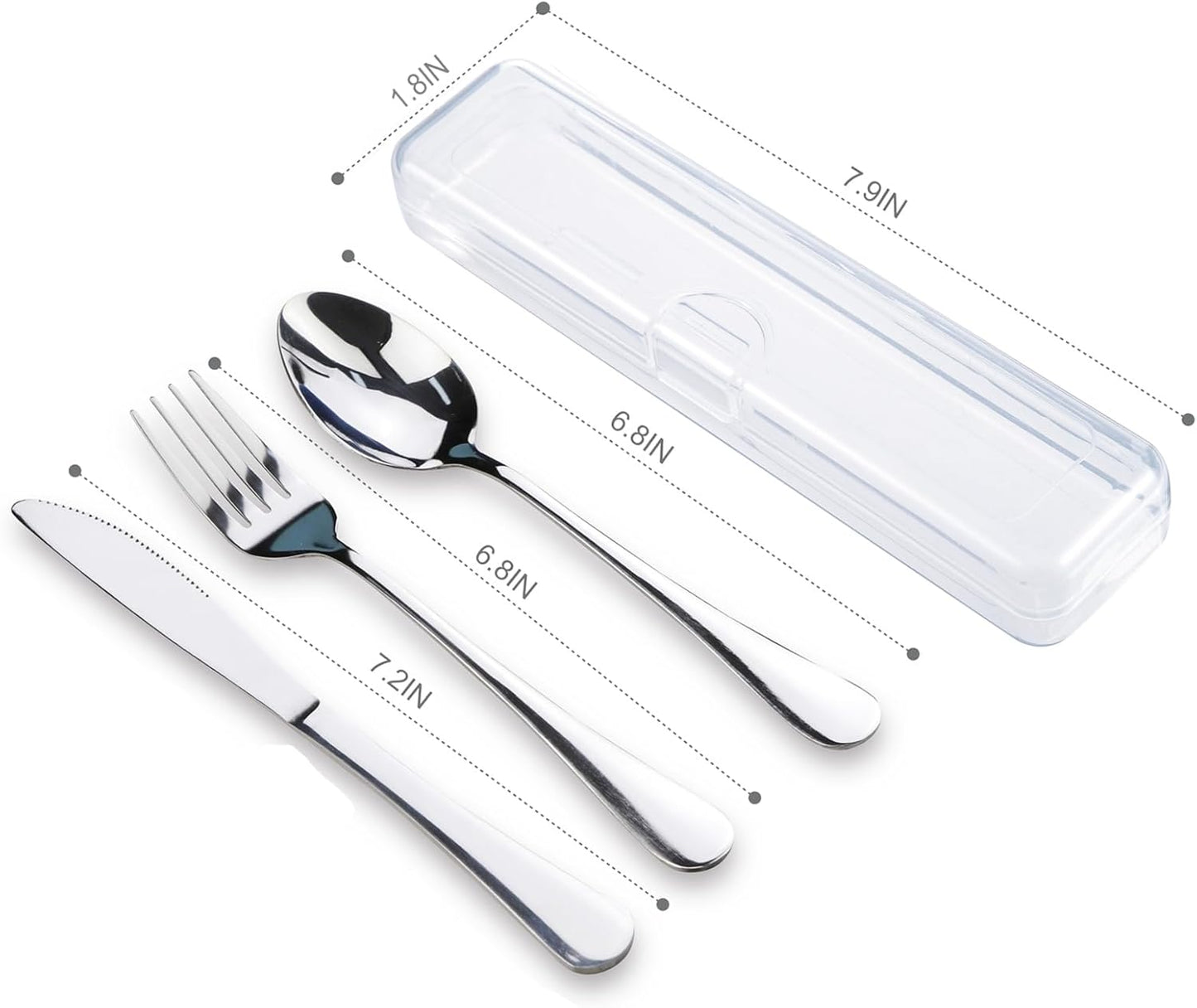 Travel Utensils With Case, Stainless Steel Reusable Portable Utensils Set With Case,  Travel Silverware Set