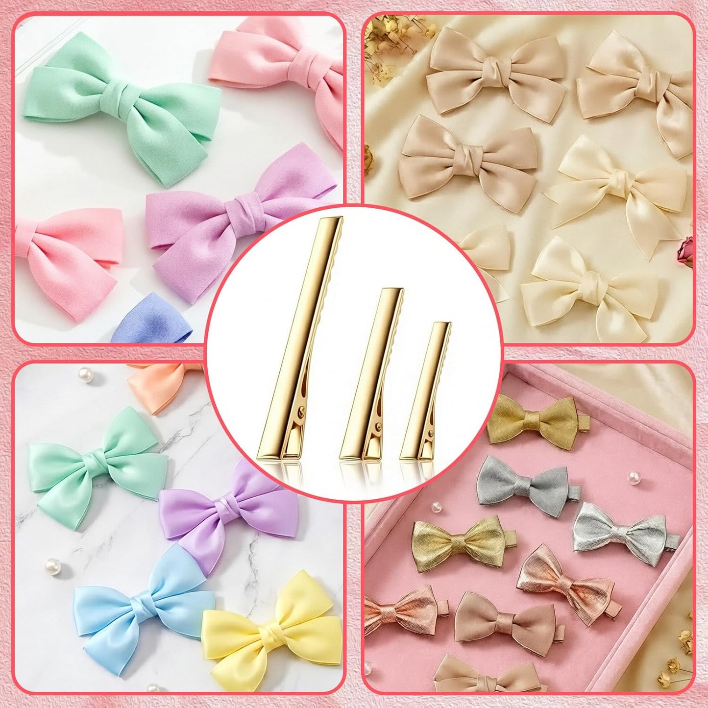 30-Pack Alligator Hair Clips - 3 Sizes (3" 2.2" 1.8") Large Metal Golden Hair Clips for Bow Making, Crafts, Salon Styling - Strong Hold Single Prong Hair Grip for Women & Girls Hairdresser