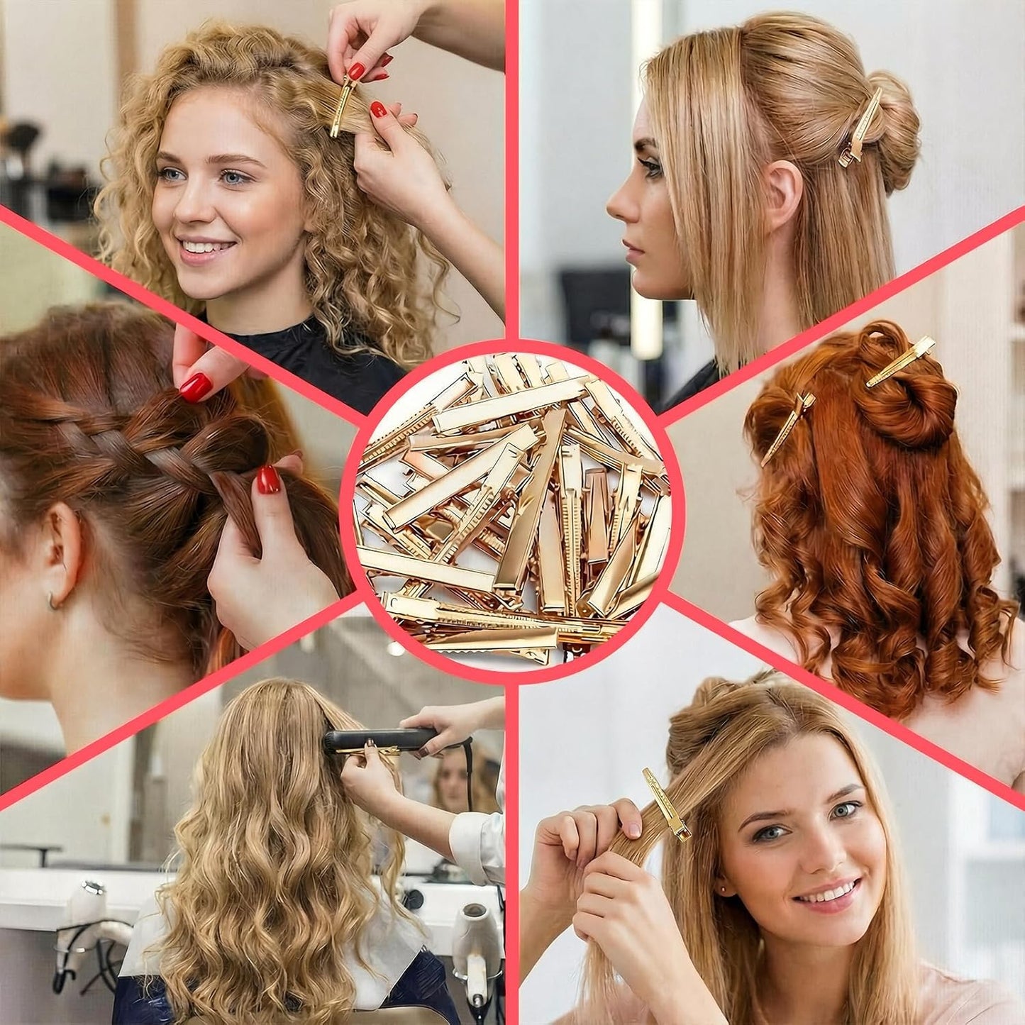 30-Pack Alligator Hair Clips - 3 Sizes (3" 2.2" 1.8") Large Metal Golden Hair Clips for Bow Making, Crafts, Salon Styling - Strong Hold Single Prong Hair Grip for Women & Girls Hairdresser