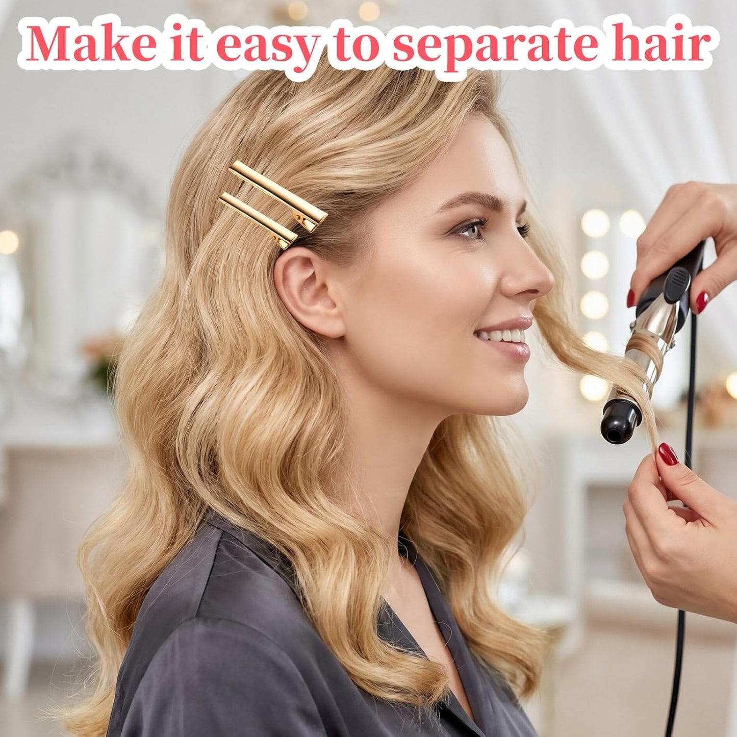 30-Pack Alligator Hair Clips - 3 Sizes (3" 2.2" 1.8") Large Metal Golden Hair Clips for Bow Making, Crafts, Salon Styling - Strong Hold Single Prong Hair Grip for Women & Girls Hairdresser