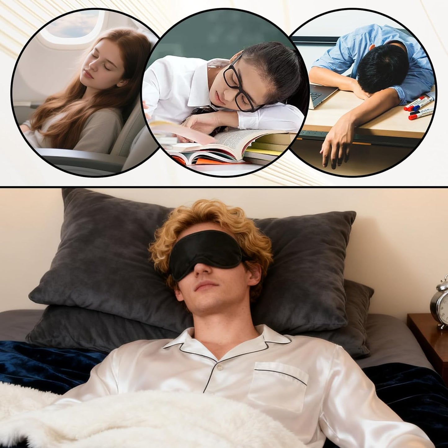 8-Pack Blindfold Sleep Mask for Party Games Travel Sleep Team Build Party Supply - Eye Covers for Sleeping with Adjustable Strap - Sleeping Masks for Women Men, Black