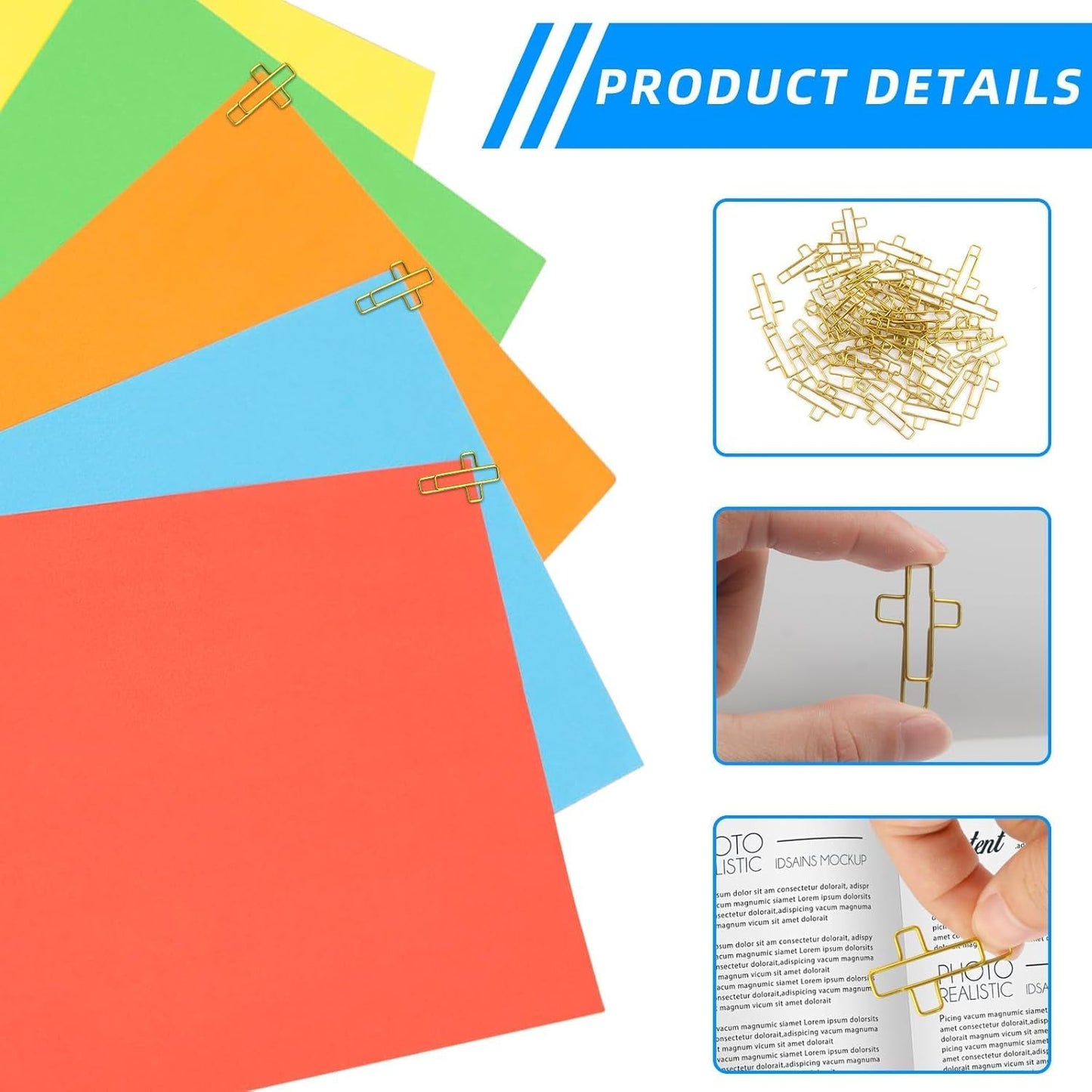 Cross Paper Clips Gold - 50 Pack Versatile Bible Study Supplies - Christian Bible Paper Clips Clamps, Also Great as Journaling Paper Clips and Bookmarks Paperclips for Office School Home Use
