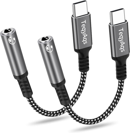 USB Type C to 3.5mm Female Headphone Jack Adapter, (2-Pack) USB C to Aux Audio Dongle Cable Cord Compatible with iPhone 17/16/15 Pro Max, iPad Pro, Samsung Galaxy S25/S24/S23/S22/S21 Ultra, MacBook ﻿