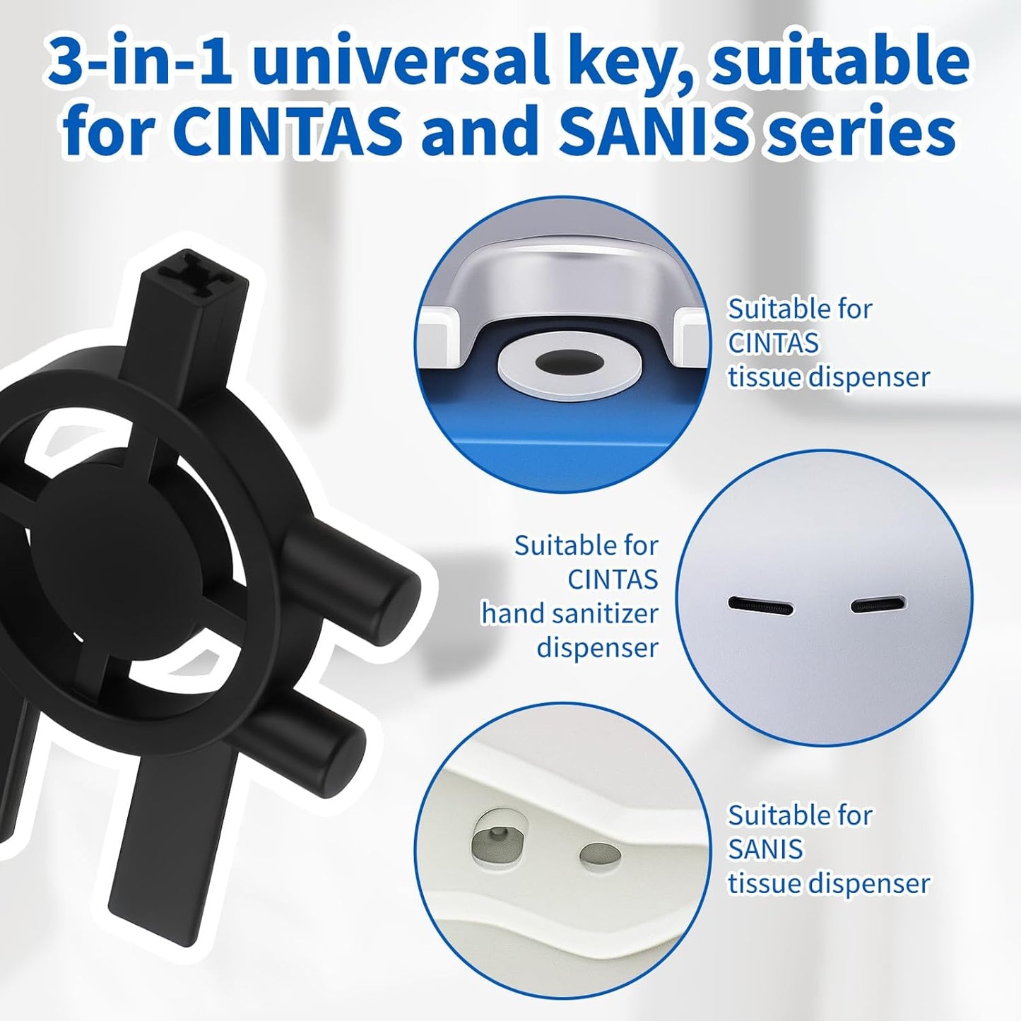8pcs Dispenser Key Replacement for Cintas Sanis, 3-in-1 Toilet Paper Towel Holder Key Soap Dispensing for Home Office School Maintenance Commercial Business
