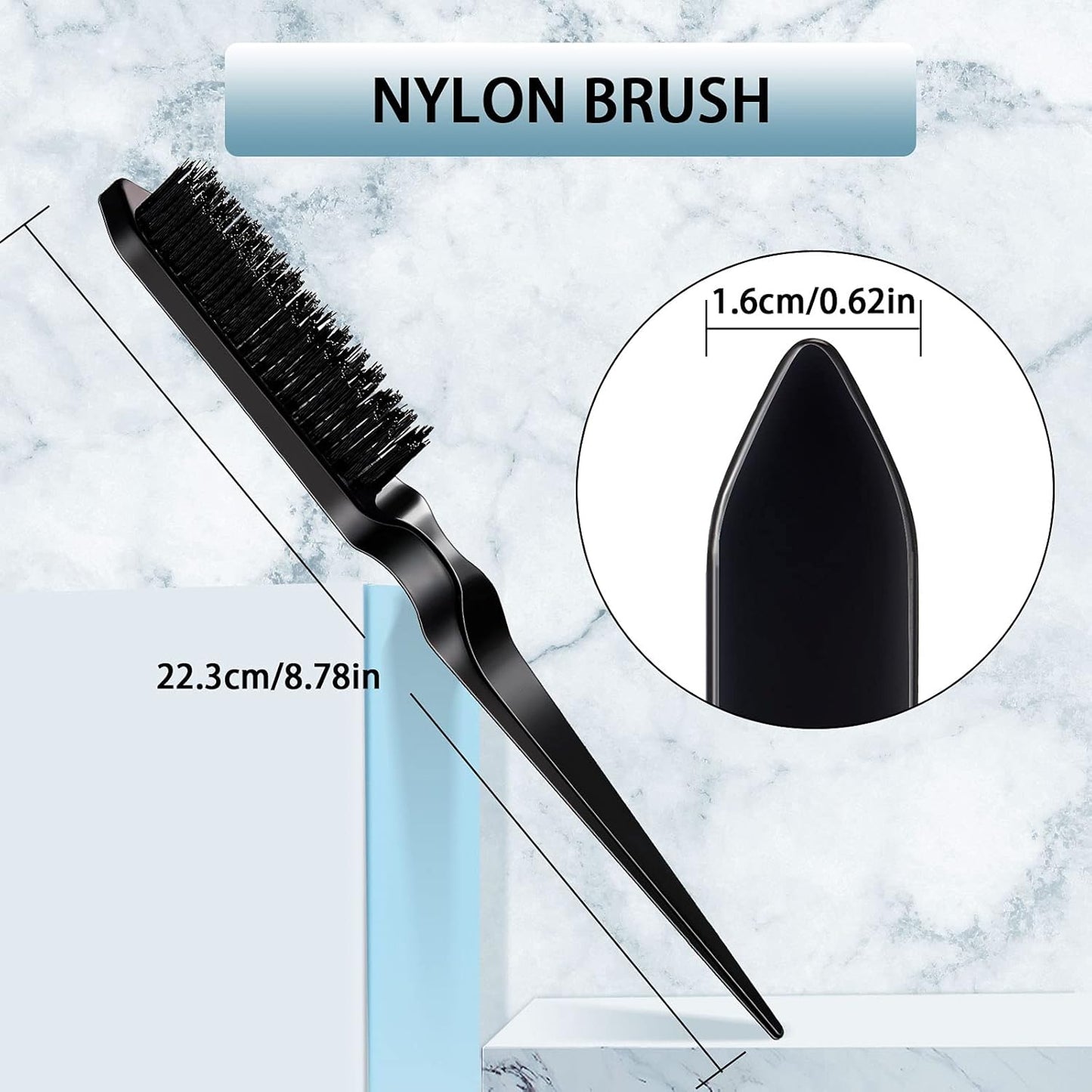 3 Pcs Slick Back Hair Brush Set Bristle Brush Edge Control Teasing Comb for Women Black Hair(Black)