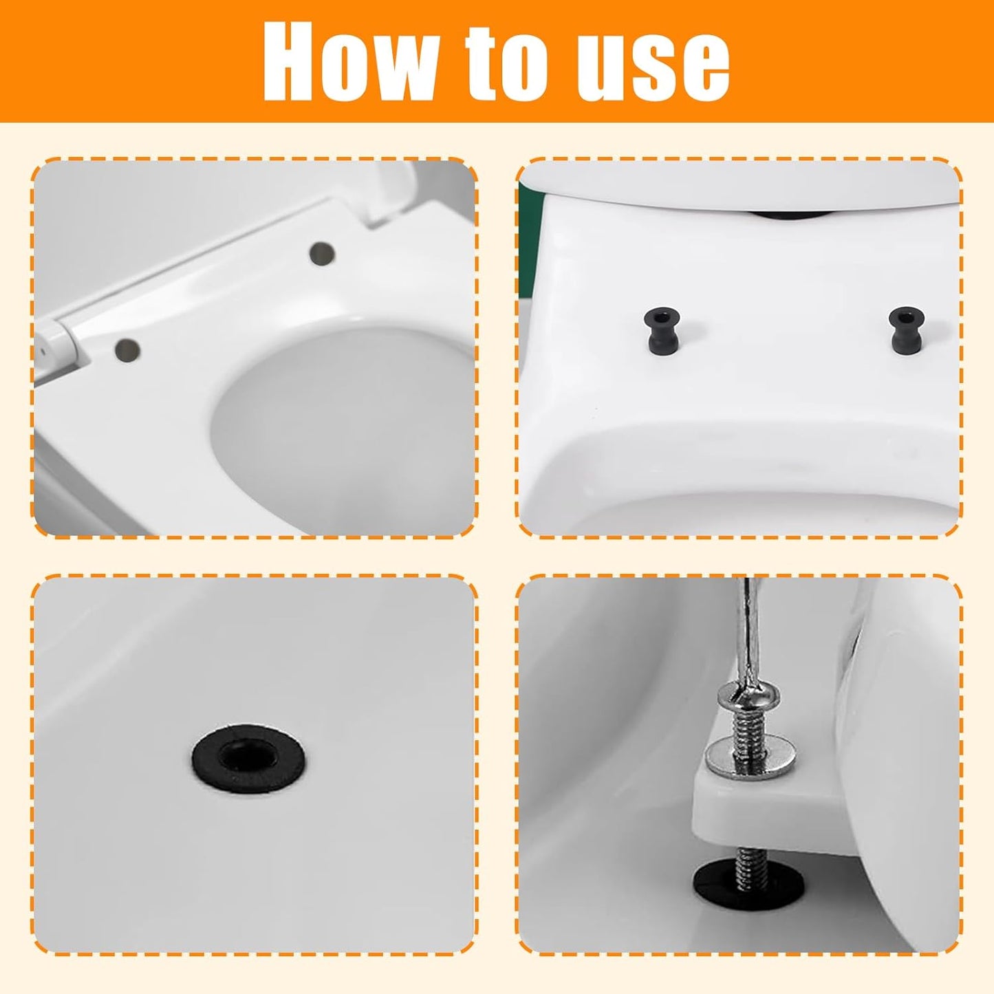 2 Pack Toilet Hinge Bolts, Universal Rubber Expansion Seat Cover Screws for Top Mounting Toilet Seat Hinges (for 14-16mm hole toilet seats)