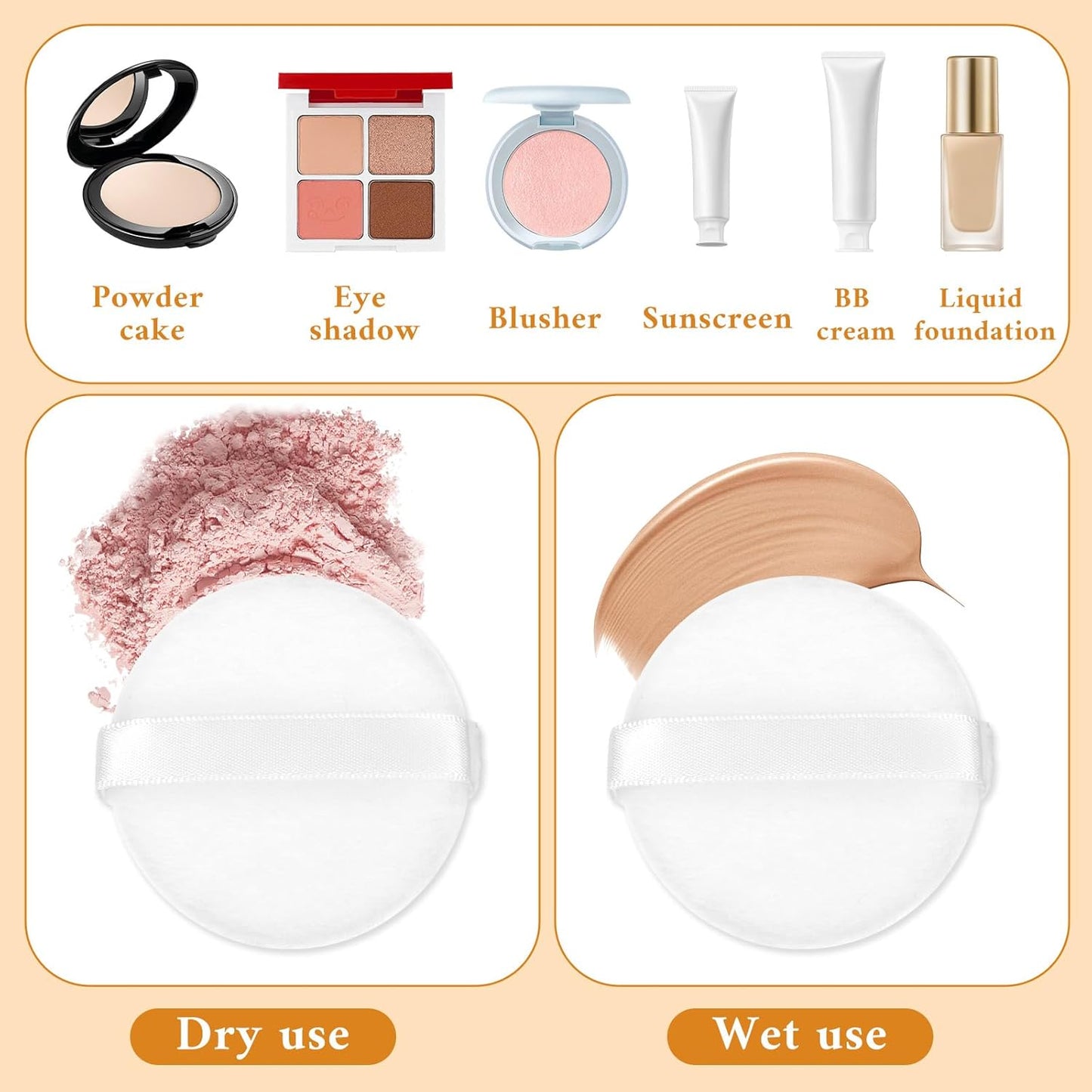 12Pcs White Makeup Puffs, 2 Inch Mini Round Setting Makeup Puffs Reusable Crystal Velvet Beauty Make up Tools for Loose Powders Liquid Foundation Cosmetic Soft Face Blending