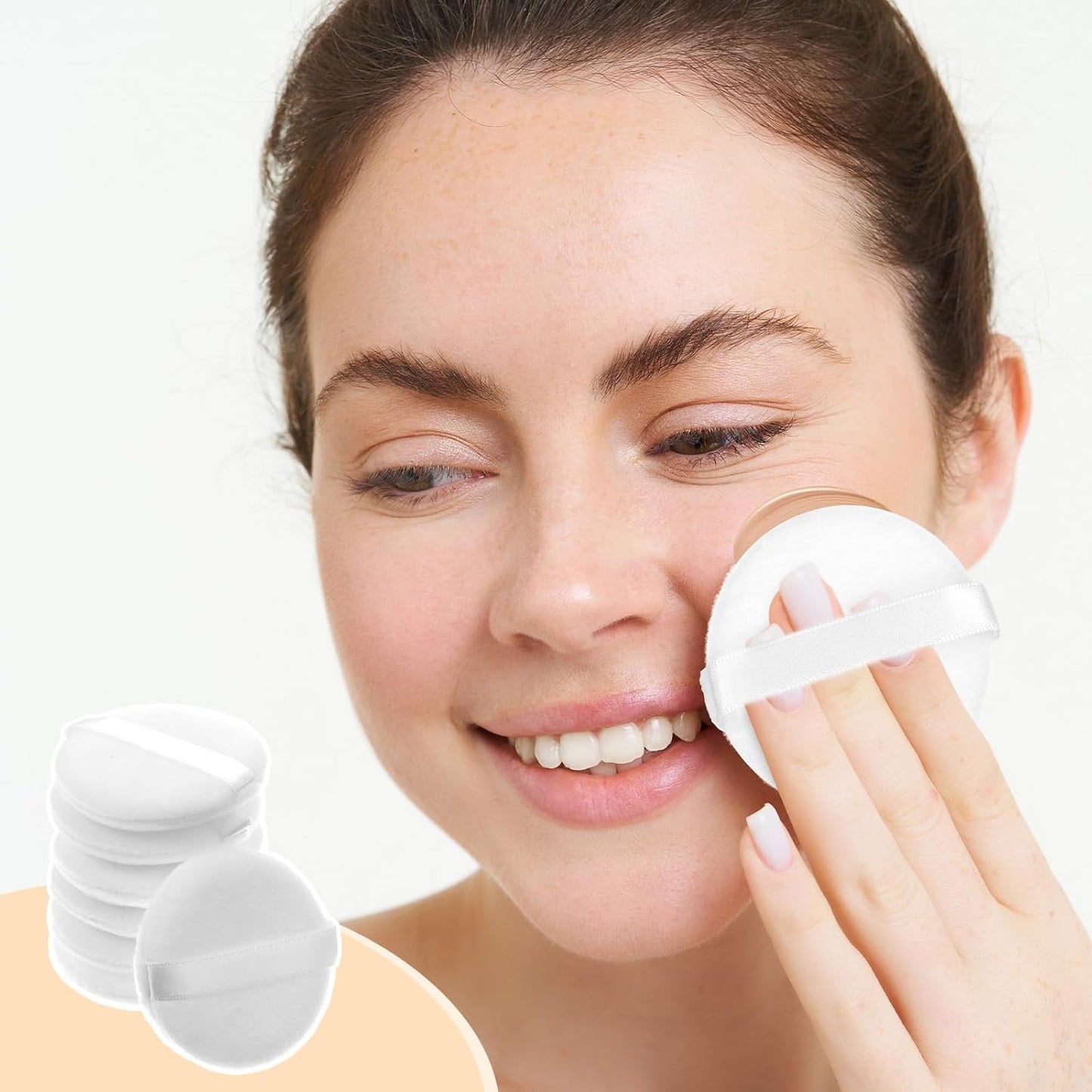 12Pcs White Makeup Puffs, 2 Inch Mini Round Setting Makeup Puffs Reusable Crystal Velvet Beauty Make up Tools for Loose Powders Liquid Foundation Cosmetic Soft Face Blending