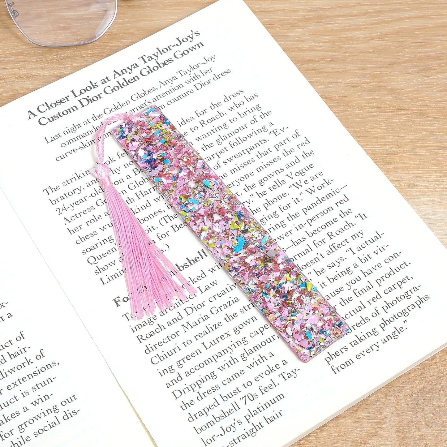 2Pcs Funny Bookmarks,Glittering Book Marks for Reading,Elegant Bookmark for Women with Tassels Book Lovers Gifts