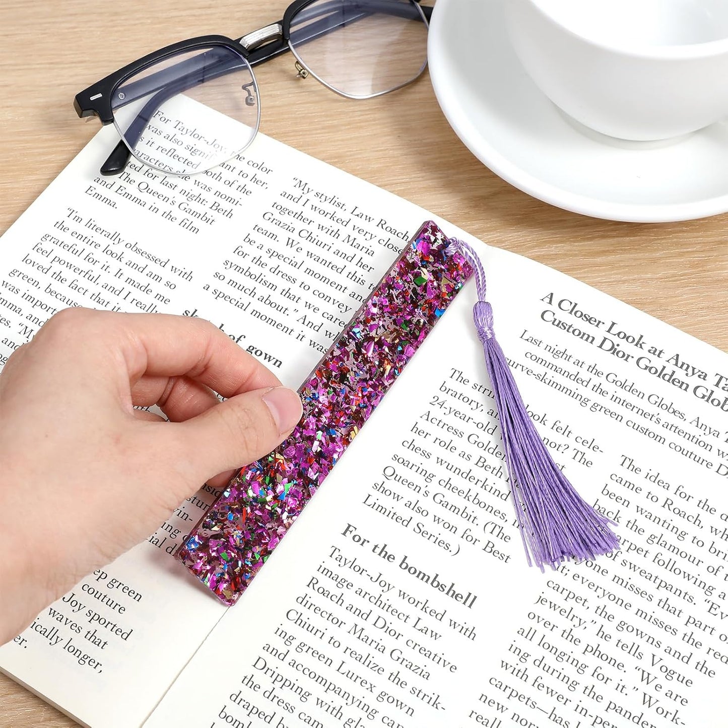 2Pcs Funny Bookmarks,Glittering Book Marks for Reading,Elegant Bookmark for Women with Tassels Book Lovers Gifts