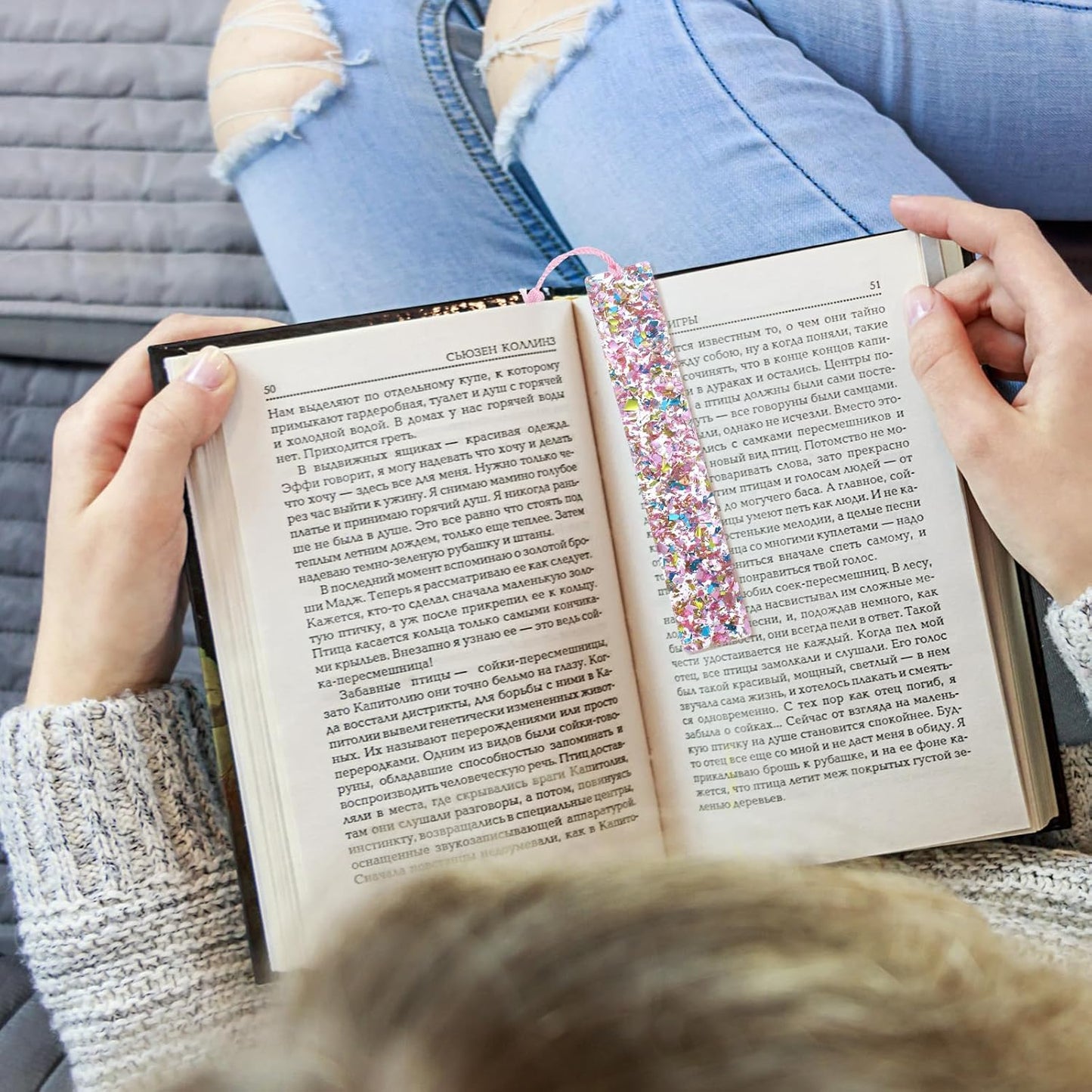 2Pcs Funny Bookmarks,Glittering Book Marks for Reading,Elegant Bookmark for Women with Tassels Book Lovers Gifts