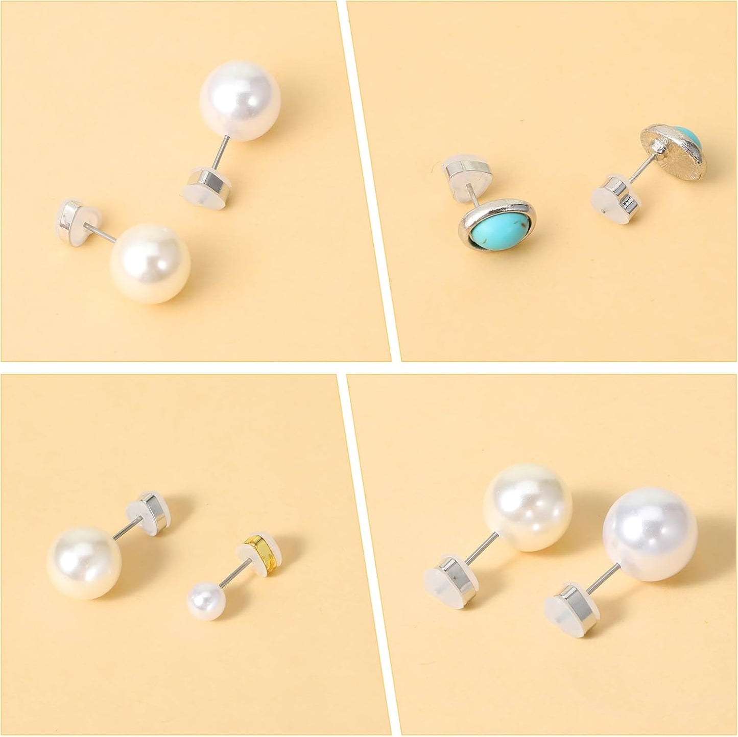 12 Pcs Silicone Flat Earring Backs for Studs, Clear Comfort Design, Earring Backs Replacements for Heavy Earrings Heart Shape