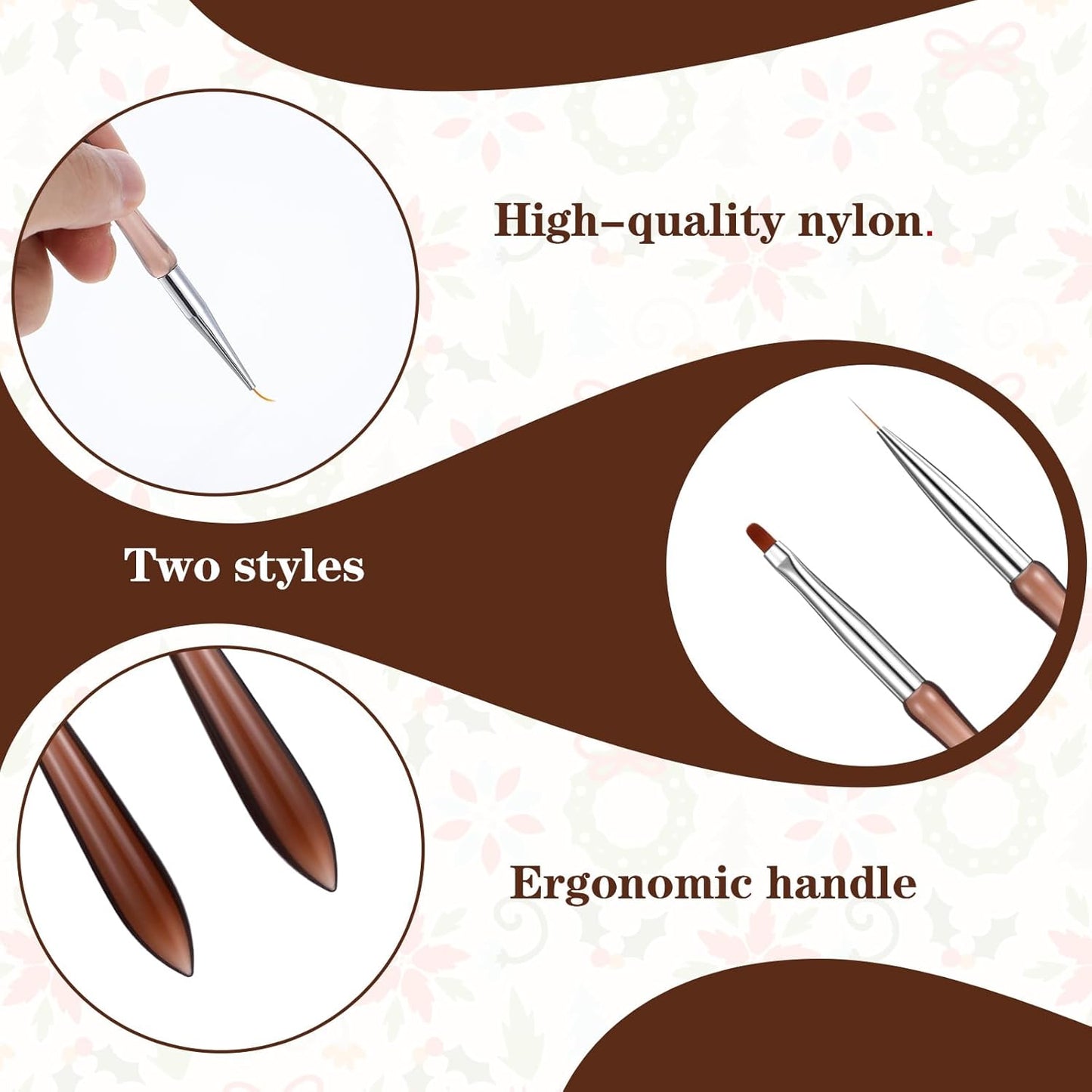 2Pcs Hard Gel Brushes for Nails,Flat Gel Nail Brushes Versatile Nail Design Brush for Petals,Leaves,Flowers Nails Design Tool for DIY Salon