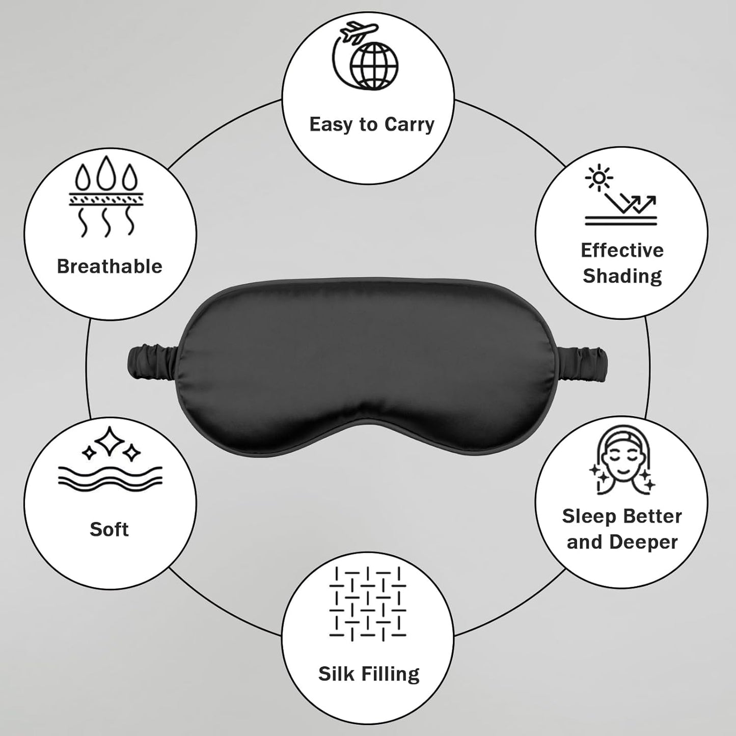 Silk Sleep Mask Set of 2, Adjustable Silk Eye Mask for Sleeping, Soft Sleeping Eye Shade Cover for Women, Good for Blocking Light, Reducing Puffiness, Enhancing Sleep Quality (Pink & Black)