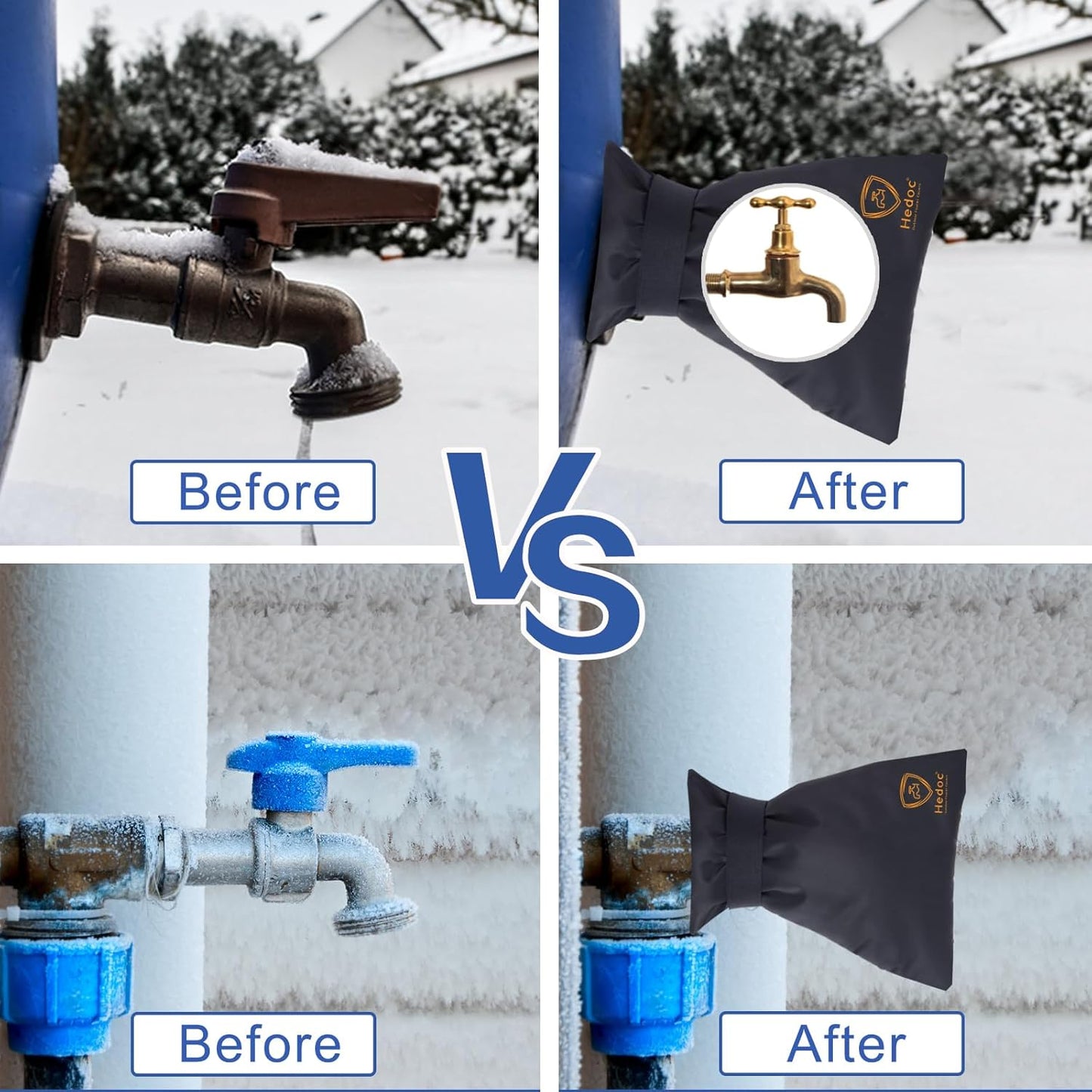 Pro Outdoor Faucet Covers for Winter Freeze Protection, 2 Pack 6'' W x 8.2'' H Winter Faucet Insulation Cover Socks, Hose Bib Covers for Winter (Faucet Cover 2 Pack)